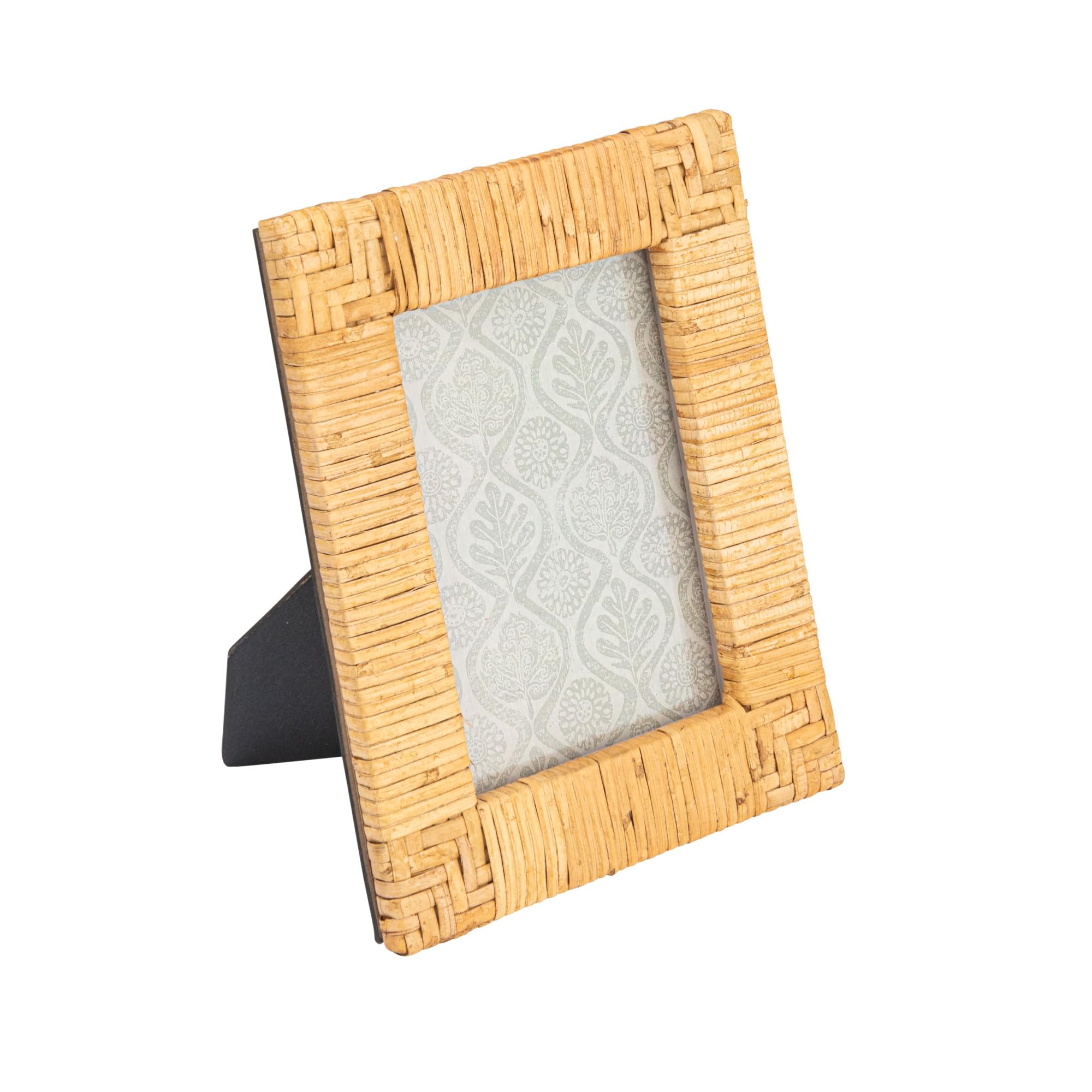 Creative Co-op Handwoven Rattan Photo Frame, Natural(Holds 5 x 7 Photo)