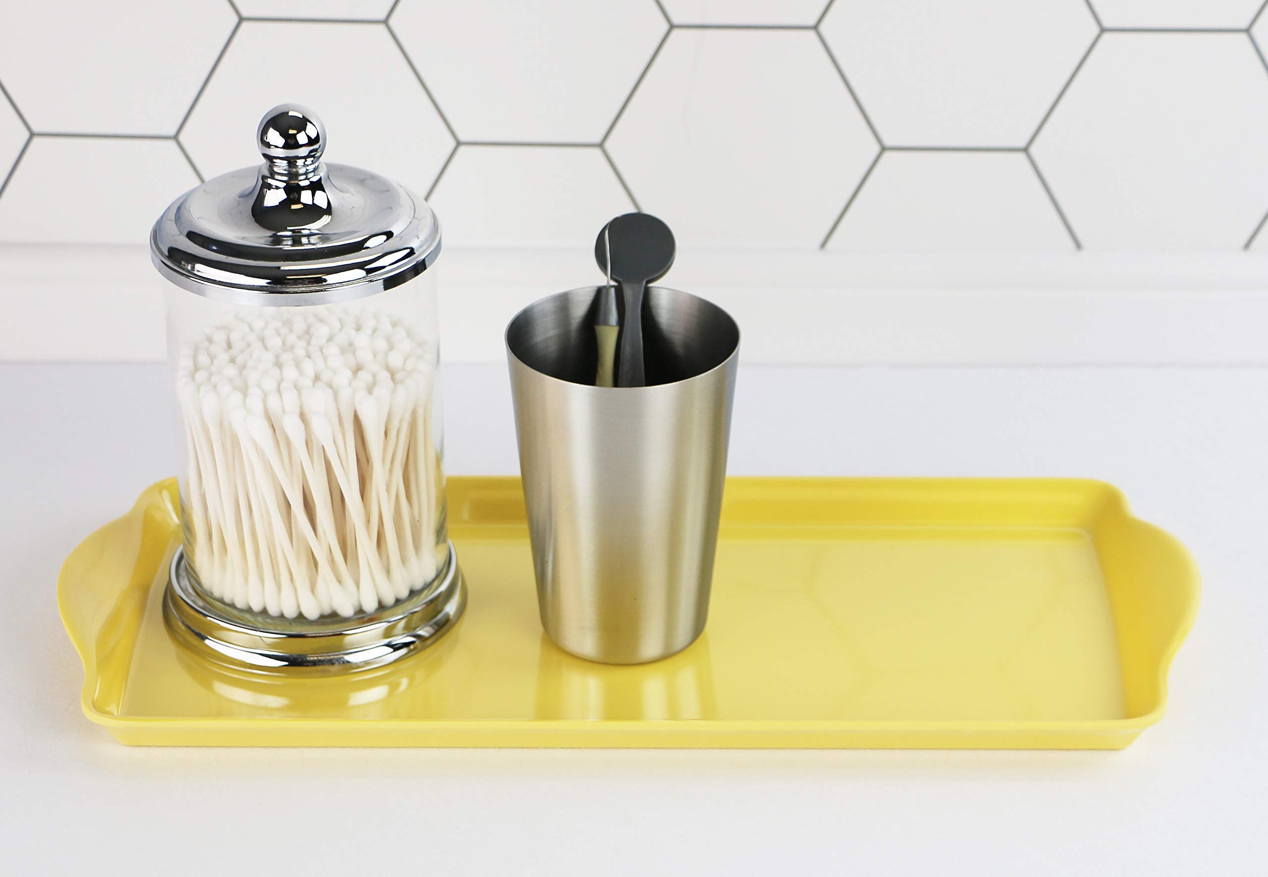 Calypso Basics Melamine Plastic Tidbit Bpa-Free, Food Safe, Multipurpose Platter Serving Tray, Bathroom/Table Organizer, Lemon