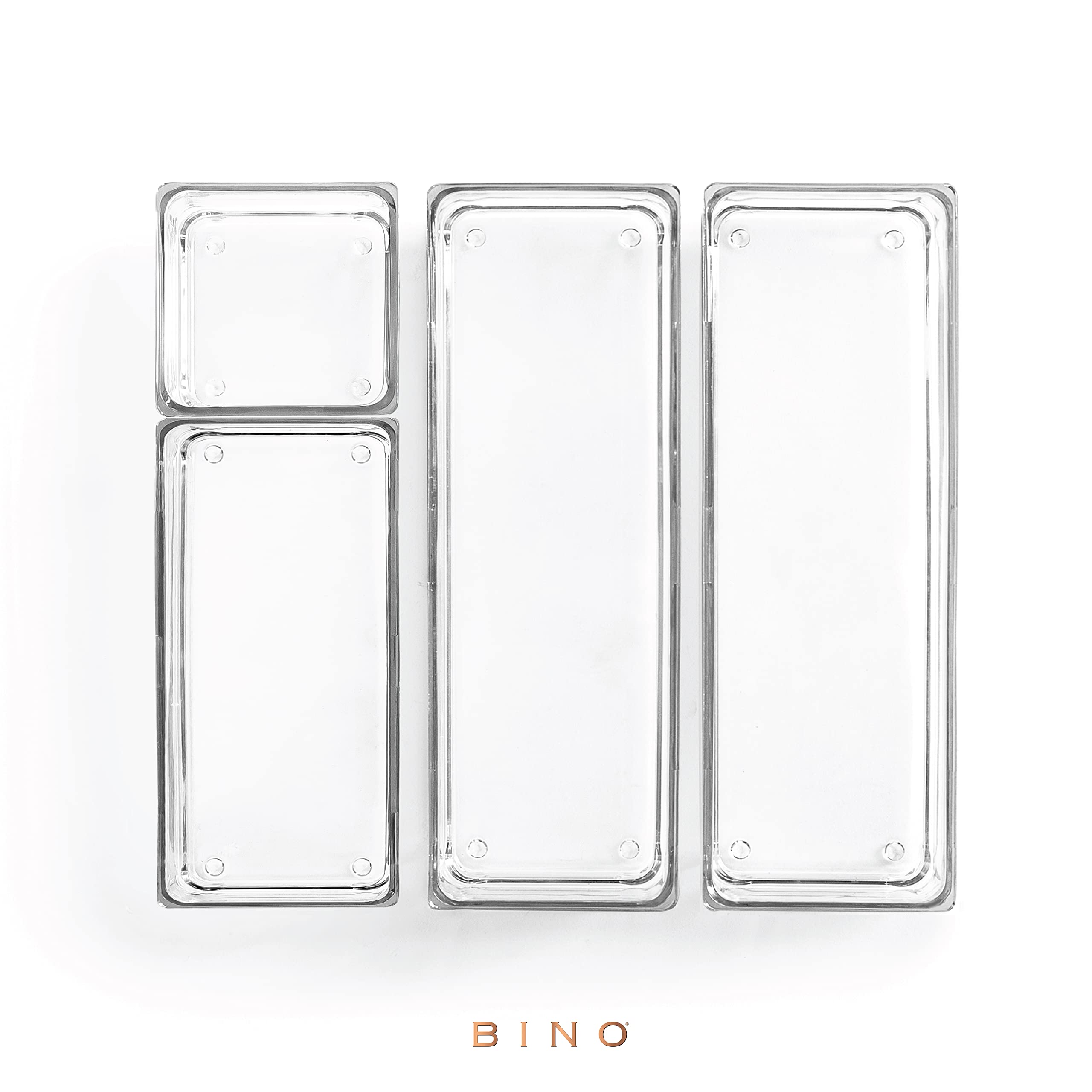 BINO 4-Piece Drawer Organizer Bin Set | THE MODULAR | Bathroom Drawer Organizer Trays | Vanity Drawer Organizers | Desk Drawer O