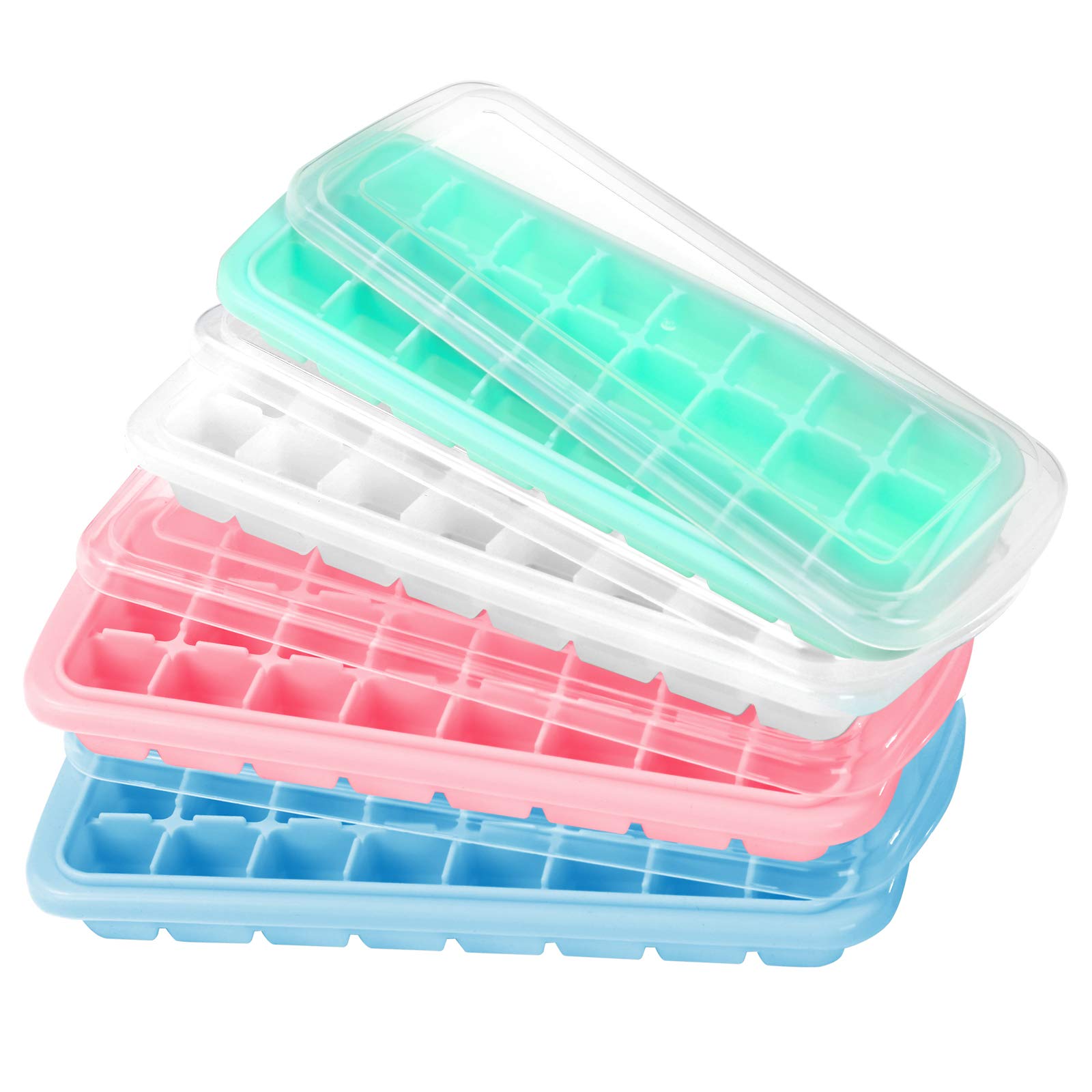 Humbee Ice Cube Tray, Soft Silicone Ice Tray With Lid, Flexible And Stackable Ice Cube Trays For Freezer, 1-Inch Cubes (24 Cubes