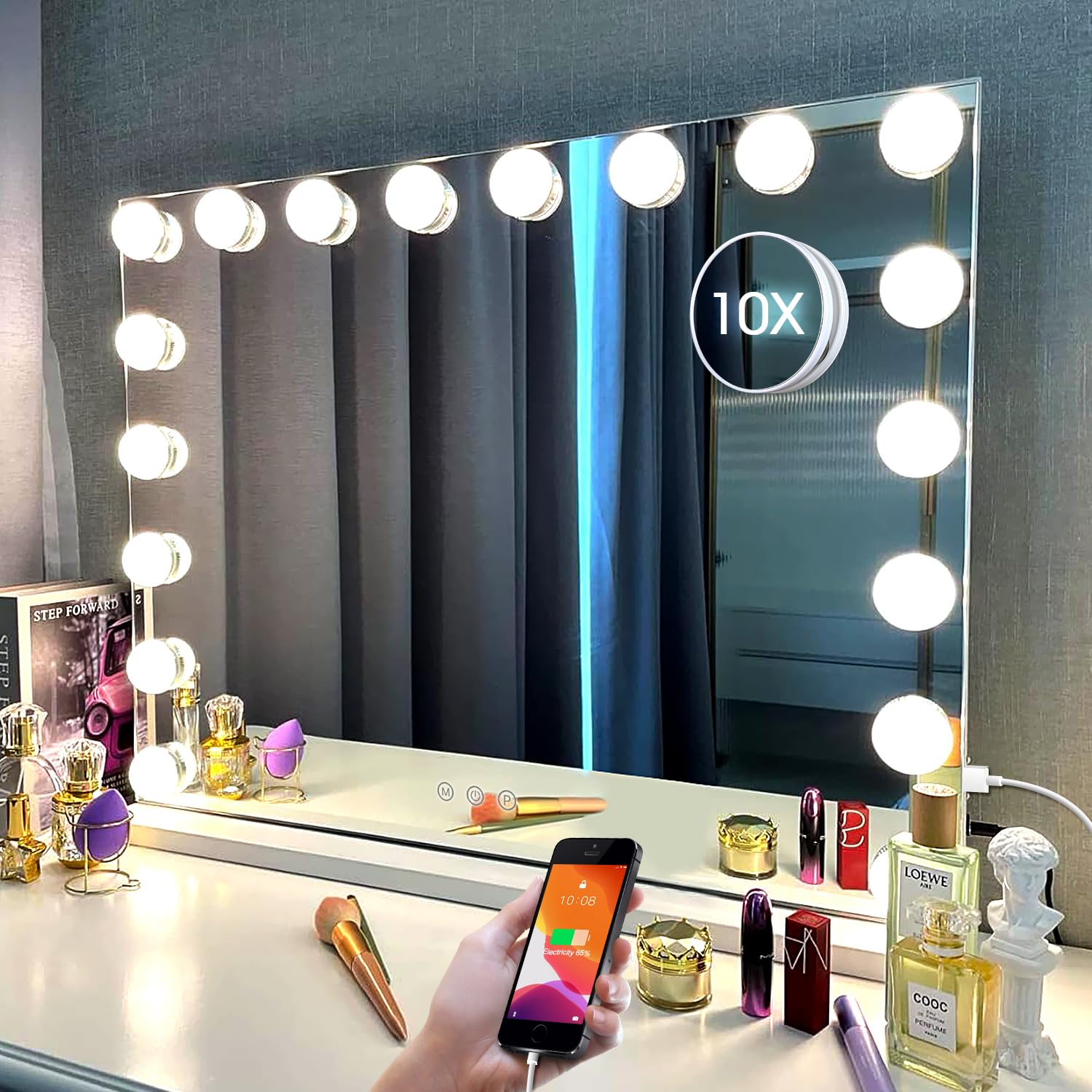 Kottova Vanity Mirror With Lights-Large Makeup Mirror, 27.6'' X21.6'' Hollywood Lighted Mirror With 18 Led,3 Color Modes,Touch C