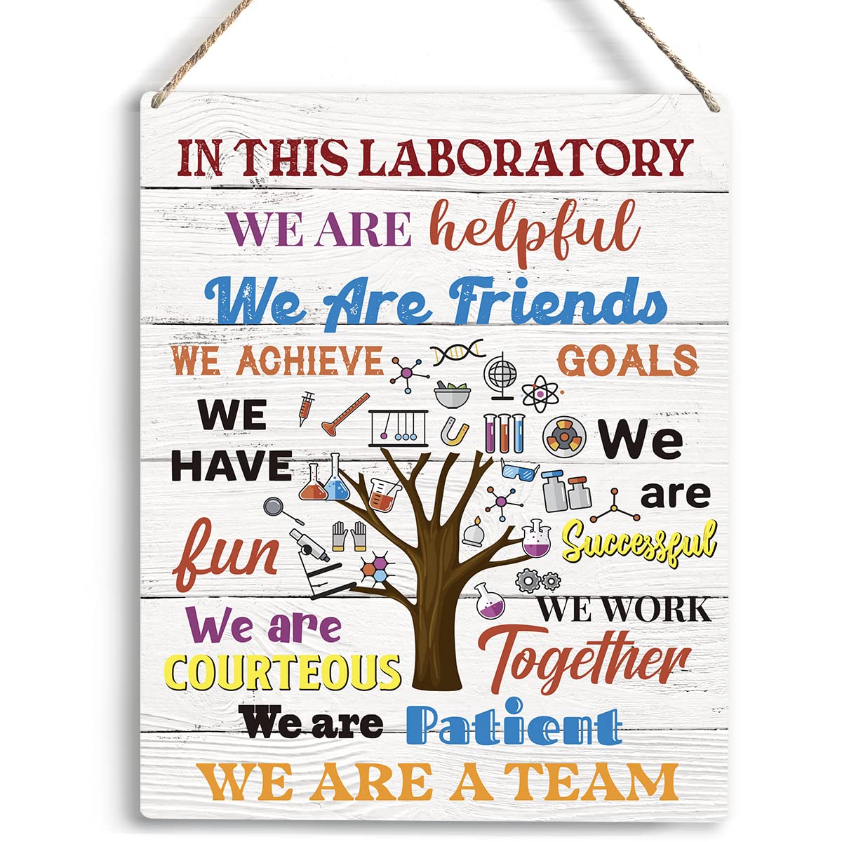 Wooden Scientists Hanging Sign - Science Classroom Art - Library Decor - 10x8 Inch