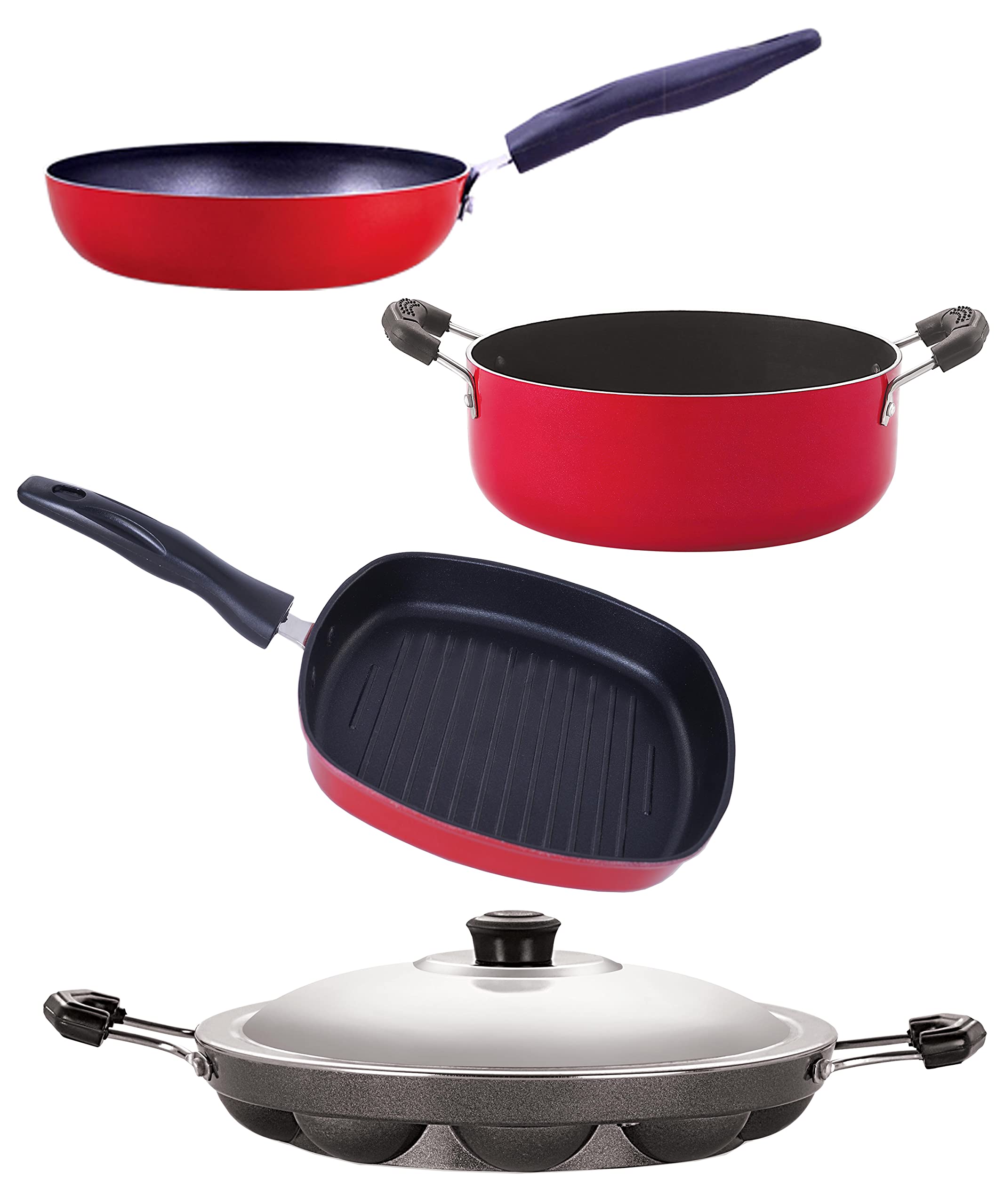 Nirlon Kitchen Non Stick Cookware Combo Set Of 4Pieces (Cvg_Ap12_Gp24.5_Cs24)
