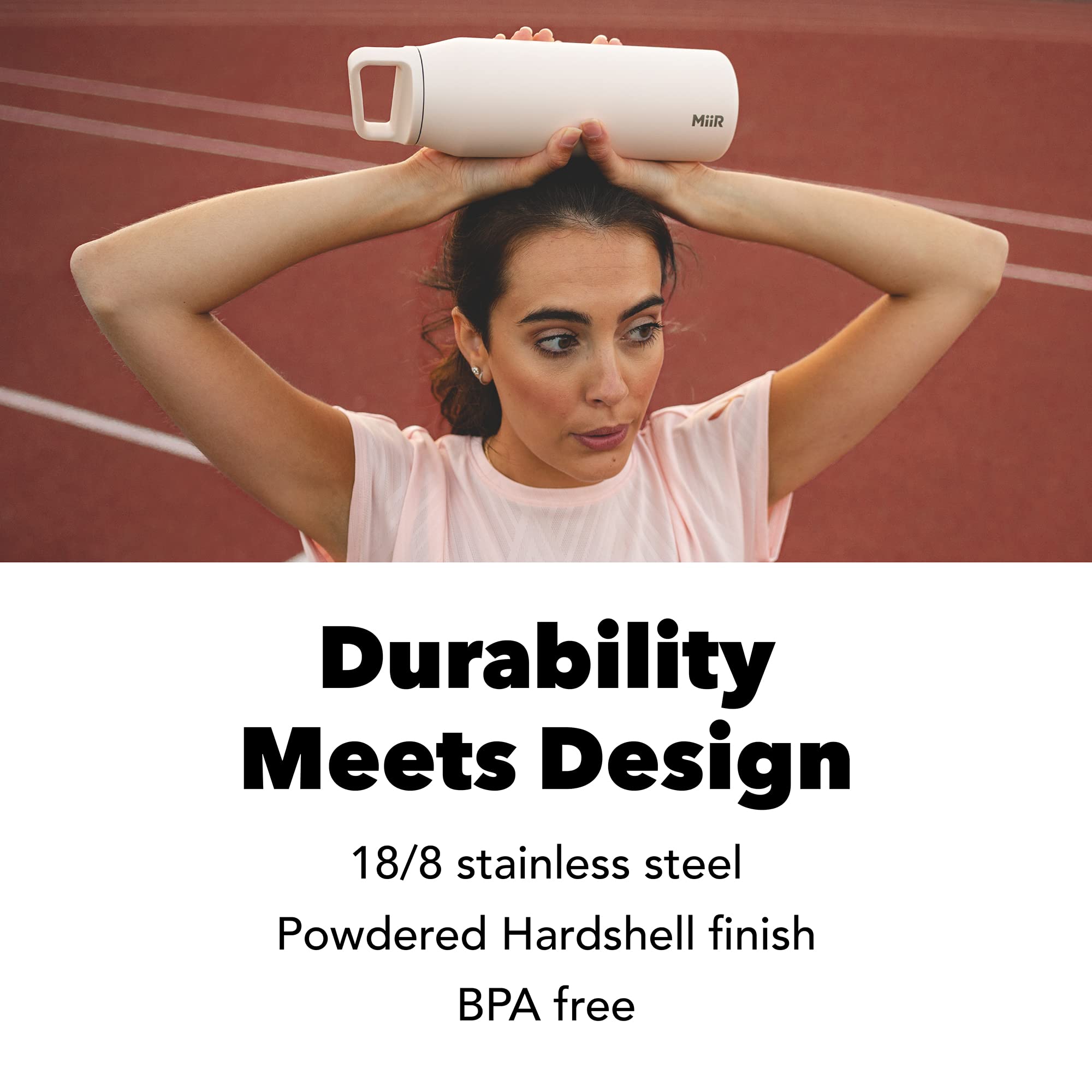 Miir, Wide Mouth Water Bottle, Vacuum Insulated, Leakproof, Stainless Steel Construction, White, 32 Oz