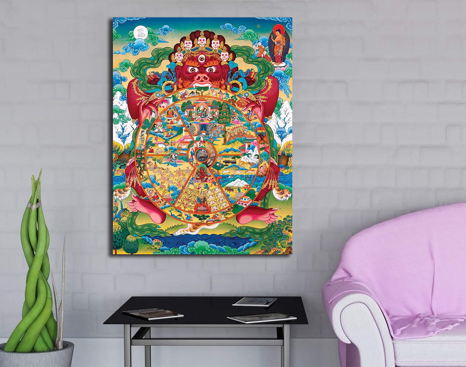 Namaste Home - The Wheel of Samsara Buddha - Indian God - Canvas Painting For Home And Office|| For Bedroom,Living Rome,and Offi