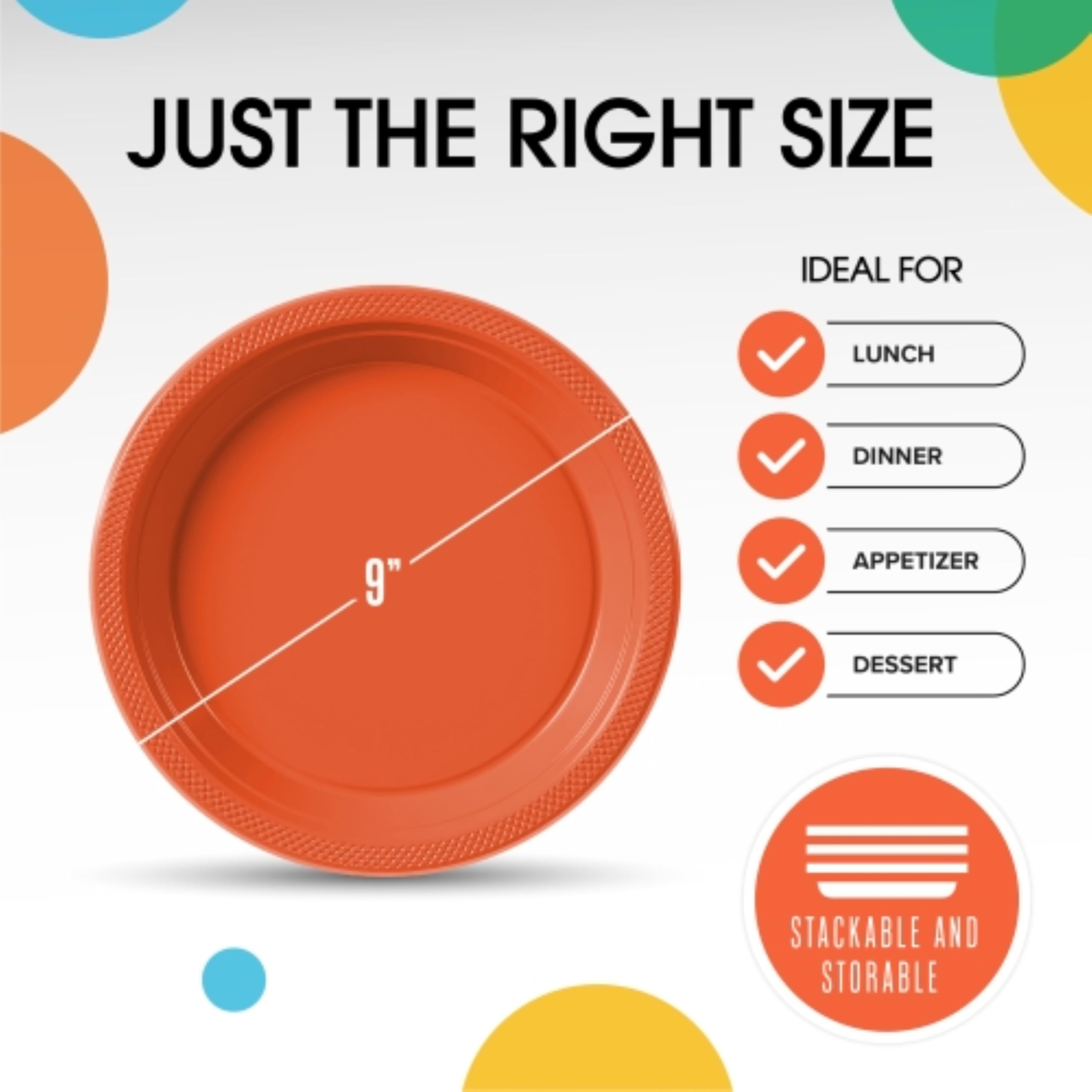 Exquisite Orange Plastic Plates For Party 9 Orange Disposable Plates For Party Supplies 50 Pcs Disposable Dinner Plate Heavy D