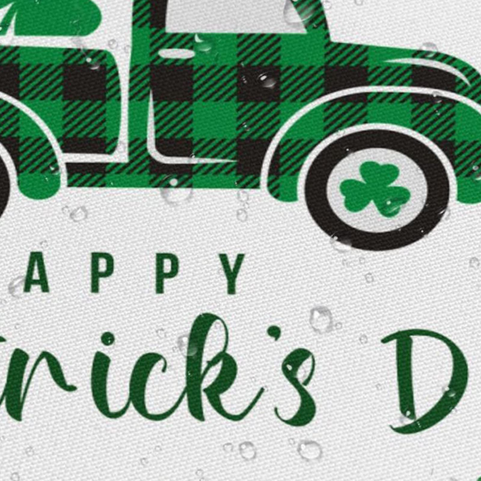 Jbralid Happy St Patrick'S Day Shower Curtain Buffalo Check Plaid Clover Truck Loads Of Luck Lucky And Charm Bath Curtain Farmho