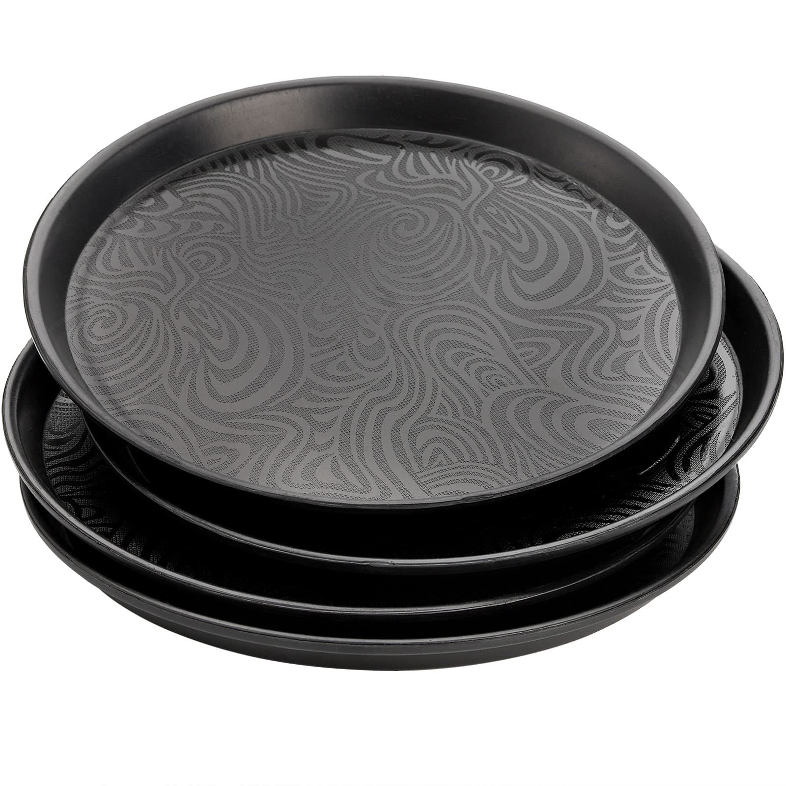 Hacaroa 4 Pack Round Restaurant Serving Trays, 11.5 Inch Plastic Food Service Trays Non-Skid Food Platter For Cafeteria, Bar, Co