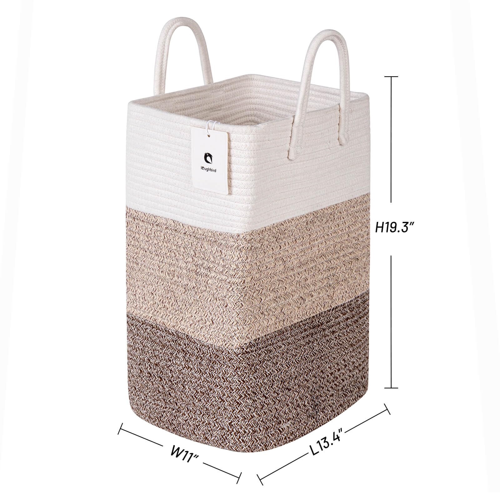 Laughbird Laundry Basket,Woven Cotton Rope Tall Laundry Hamper Sorters,Versatile Storage For Dirty Clothes,Baby Toys,And Blanket
