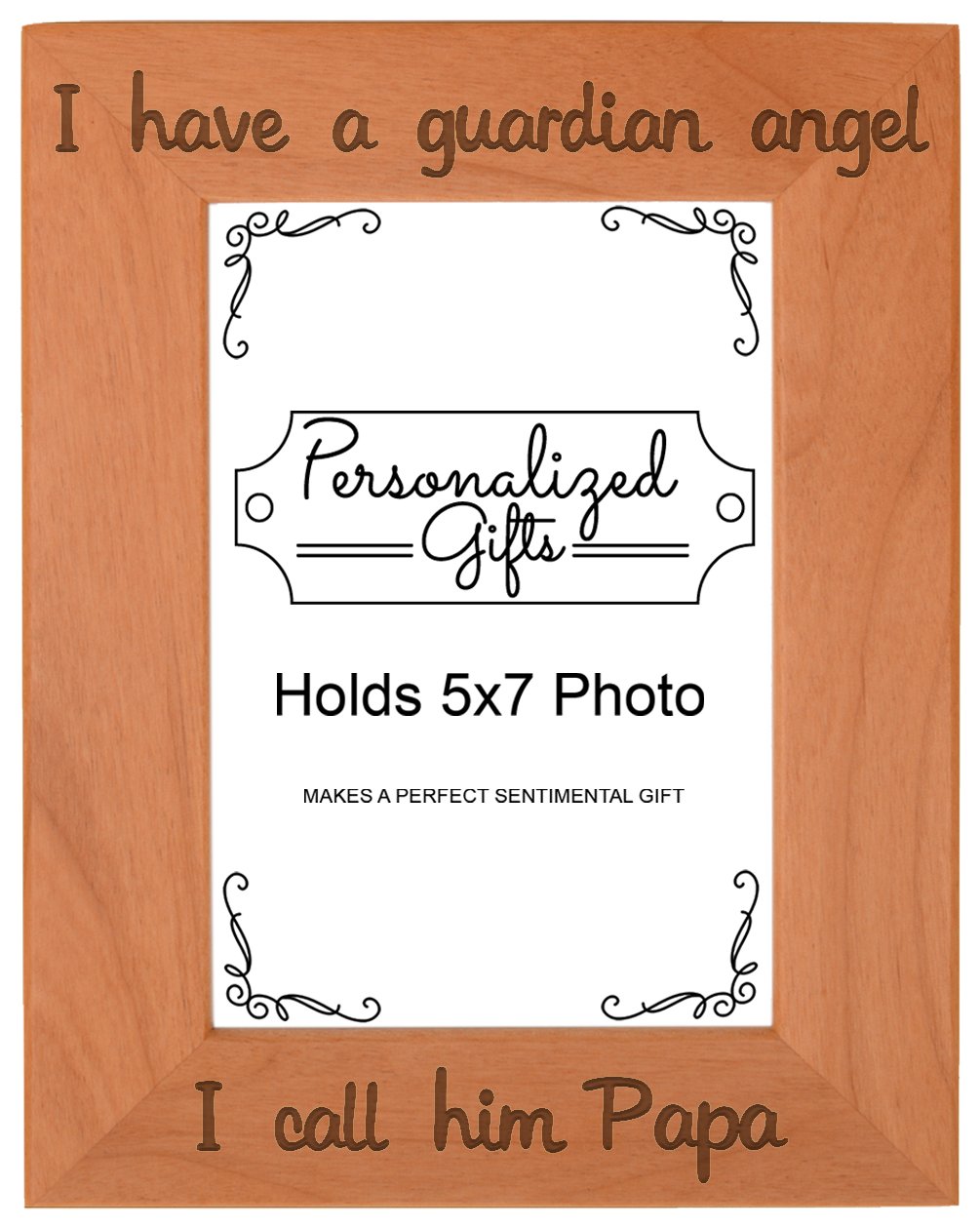 ThisWear Grandpa Memorial Frame Papa I Have a Guardian Angel Memories Frame Natural Wood Engraved 5x7 Portrait Picture Frame Woo