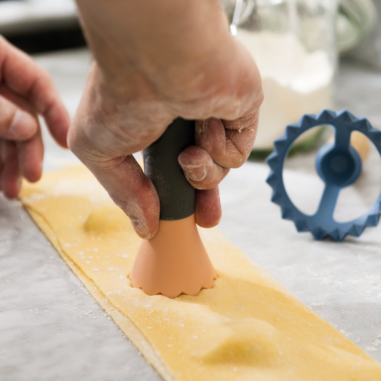 Berghoff Leo Round Ravioli Cutter With Soft Touch Handle, Orange, Small