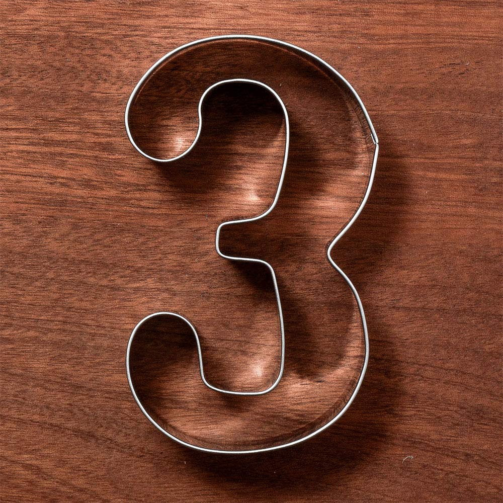 Liliao Number 3 Cookie Fondant Biscuit Cutter For Birthday/Anniversary/Special Day - 2.4 X 4 Inches - Stainless Steel