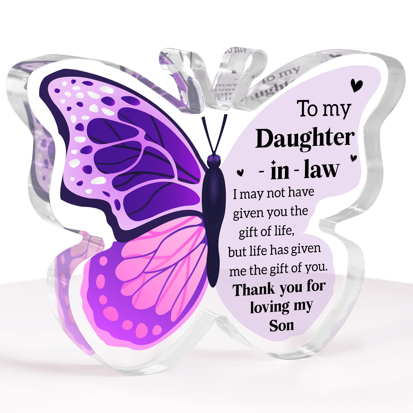 Daughter-in-law Gifts - Engraved Butterfly-shaped Acrylic Plaque Gifts for Daughter-in-law, Daughter-in-law Gifts from Mother-in