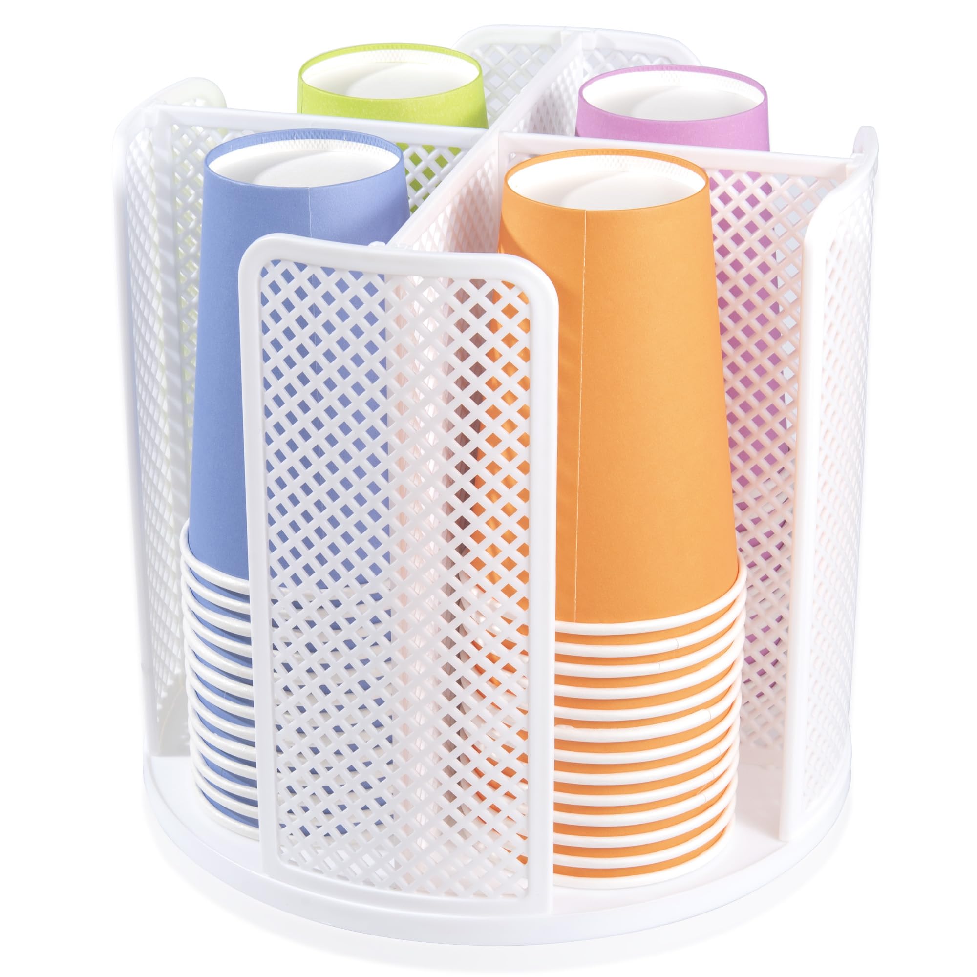 Wymulot Rotating Paper Cup Dispenser with 4 Compartments, Disposable Coffee Cup Storage & Lid Holder for Countertops, Kitchen, C