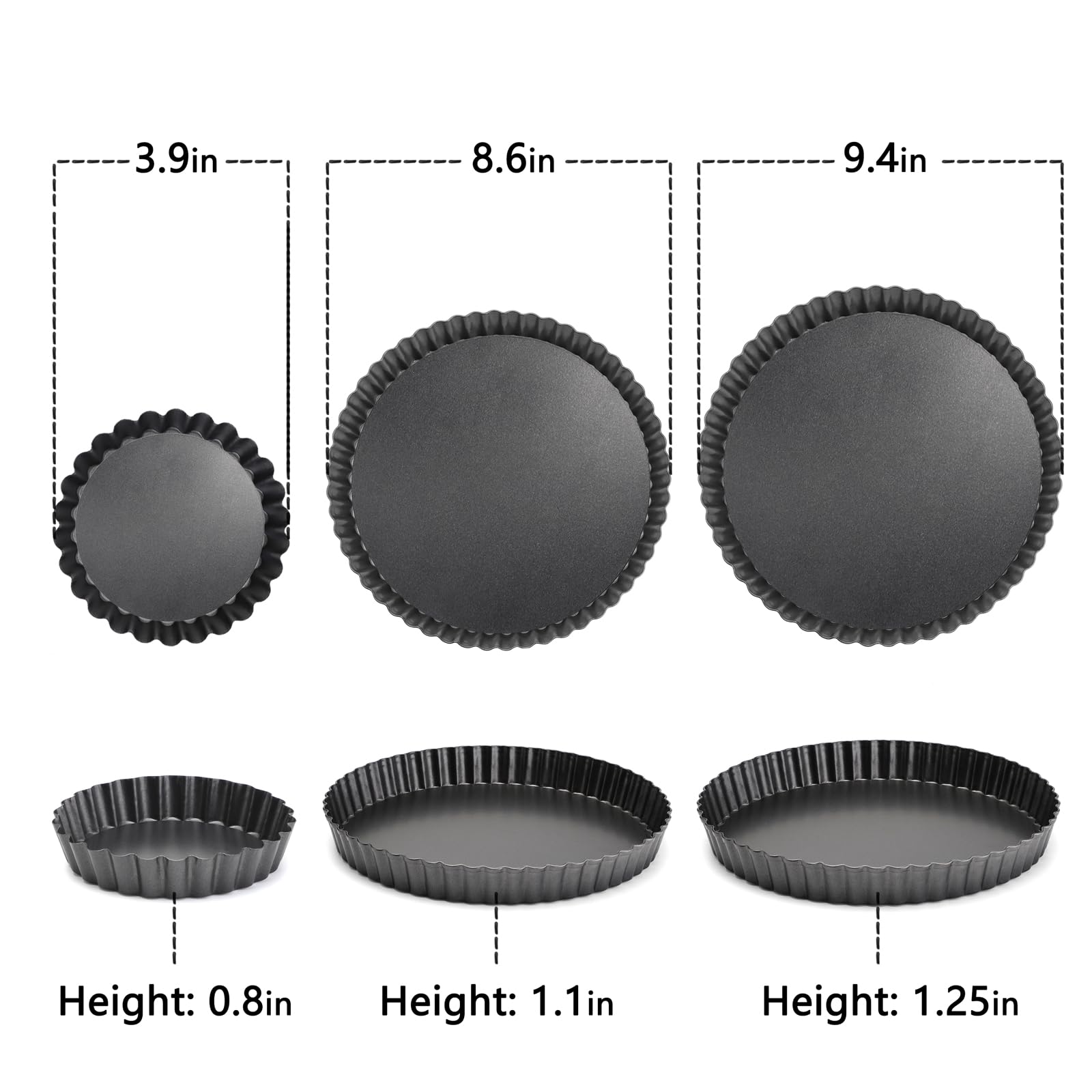 Tart Pan 6 Pack Tart Pans With Removable Bottoms Round Nonstick Quiche Pan Carbon Steel Mini Tart Pans For Baking(Set Of 6)