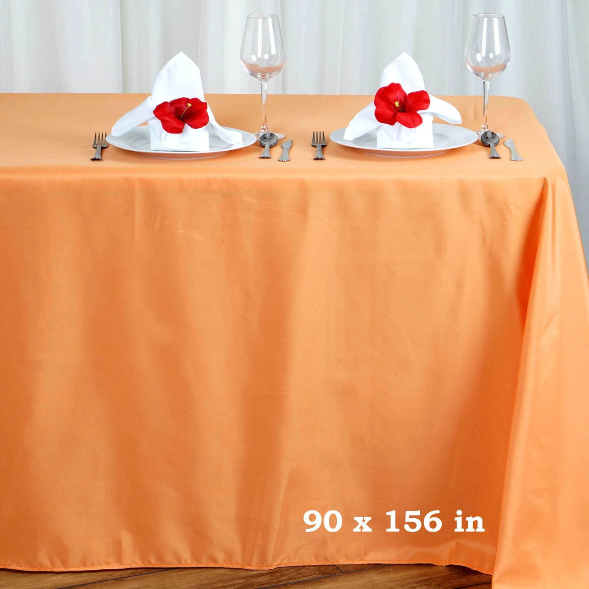 Tableclothsfactory Orange 90X156 Polyester Rectangle Tablecloths