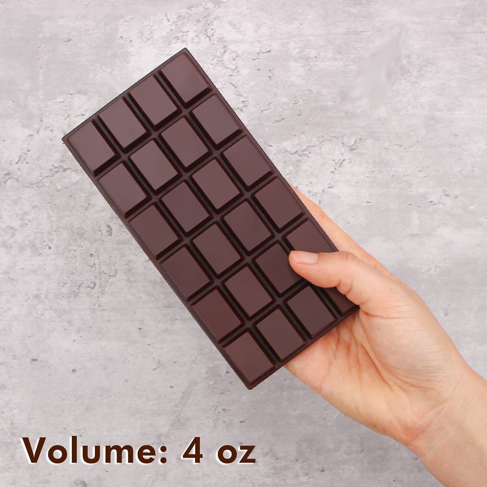 Webake Chocolate Bar Mold Silicone Break-Apart Candy Bar Molds 2 Pack For 4 Ounce Chocolate Chunk Protein Energy Bar Jumbo Choco