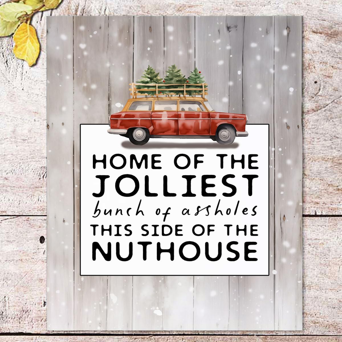 Home Of The Jolliest Bunch Sign, Vintage Christmas Wall Art, Funny Christmas Print, Christmas Wall Decorations, Holiday Decor, V