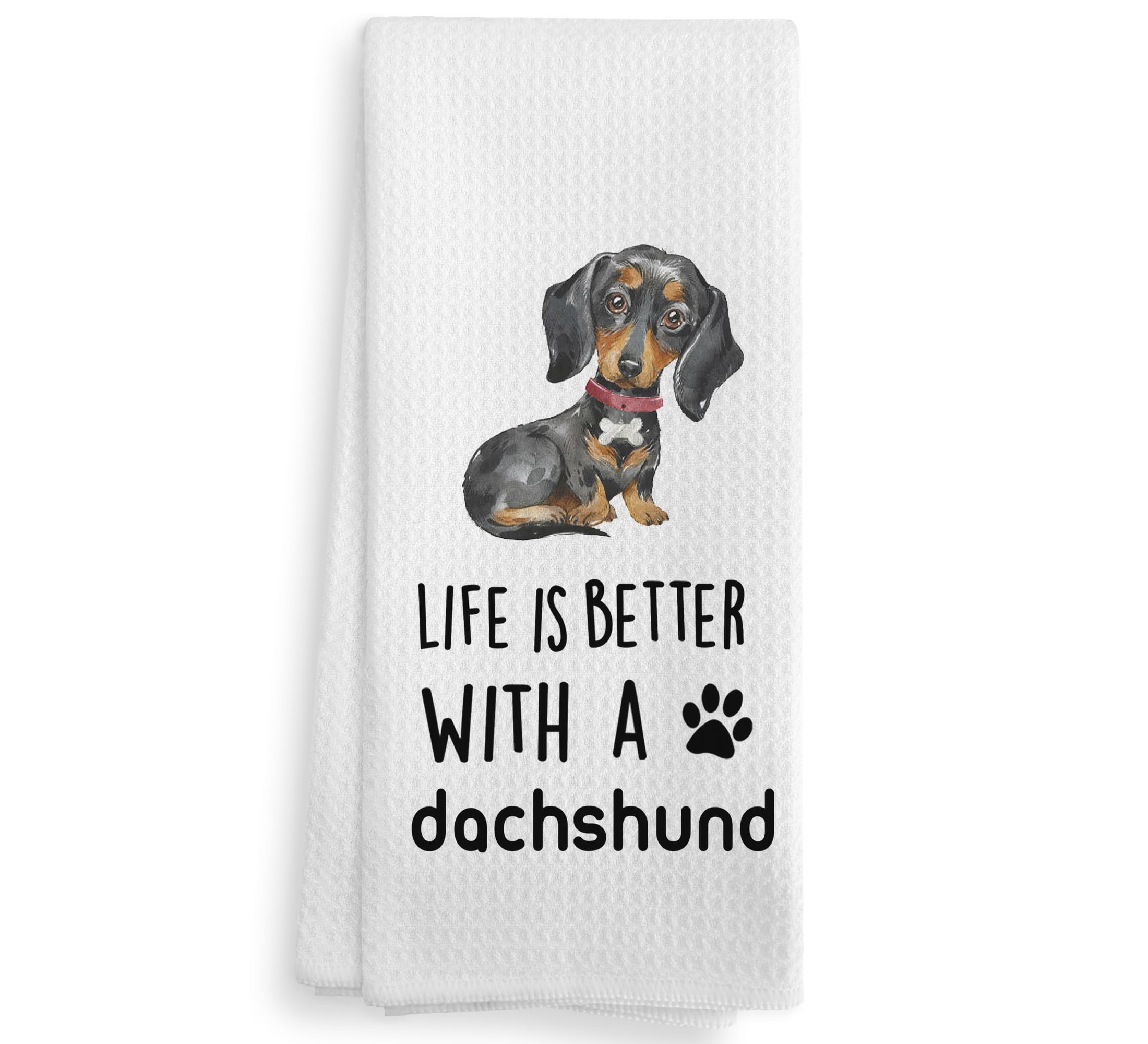 NOQL Dachshund Kitchen Towels and Dishcloths, Wiener Dog Gifts for Women, 1624 Inches(Dachshund-5)