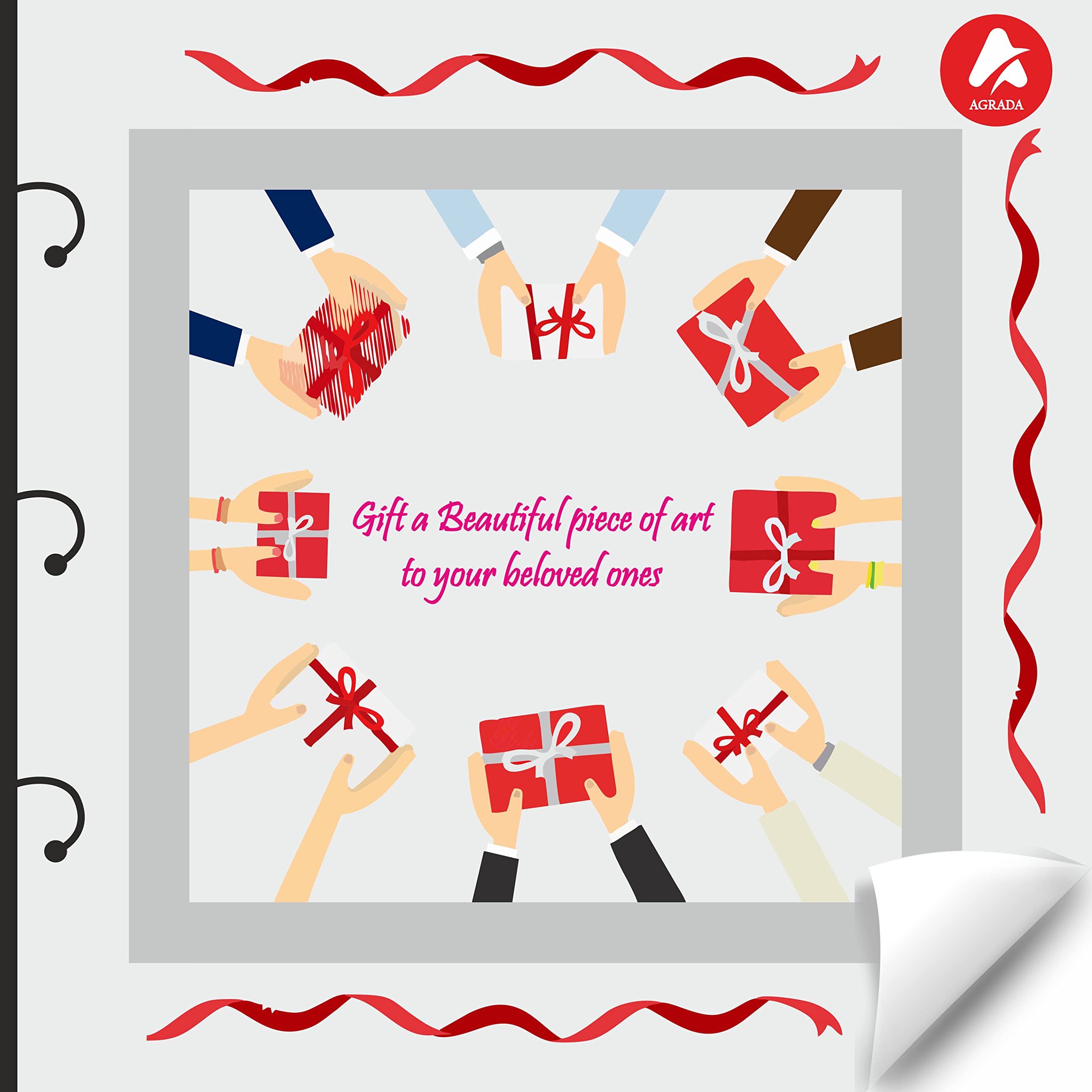 AGRADA - Framed Beautiful Peacock Feather (Mor Pankh) picture Painting for Home, Office, Pooja Room Wall Decor Decorative Gift I