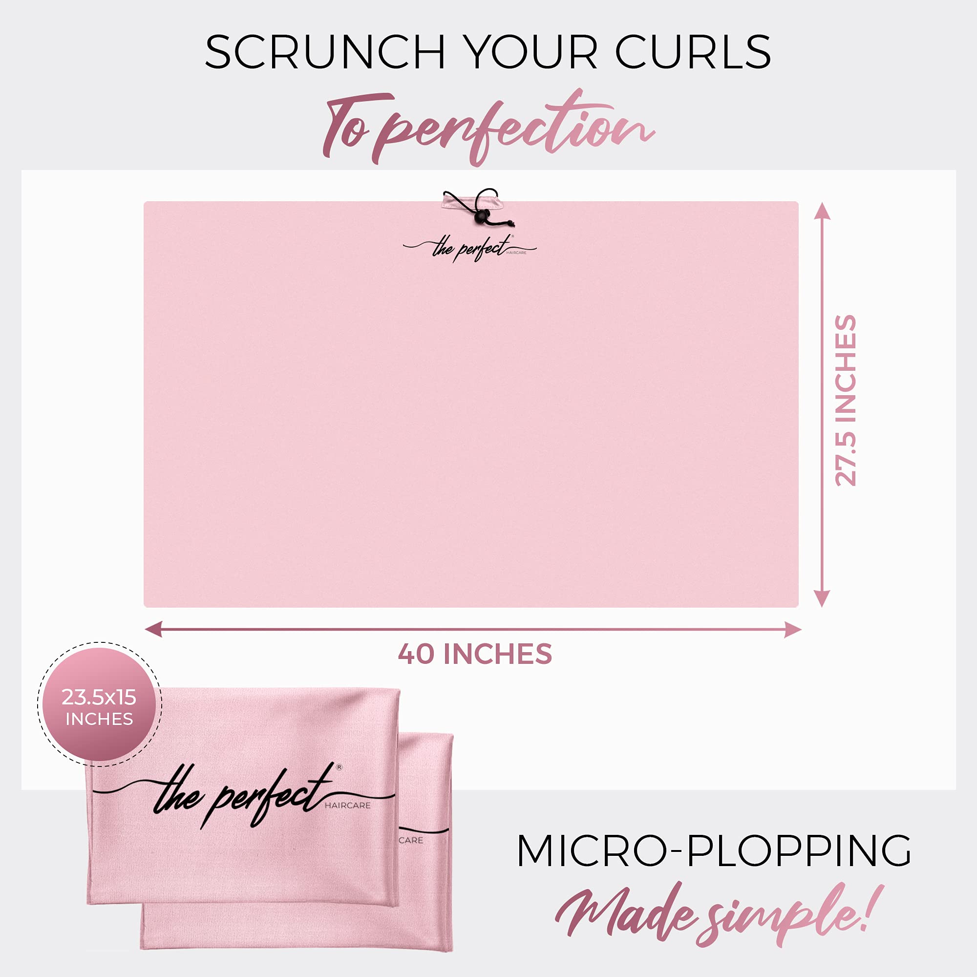 THE PERFECT HAIRCARE Curly Hair Girls Microfiber Plopping Towel Set - Anti-frizz Silky Smooth Hair Drying Wrap for Women - Super