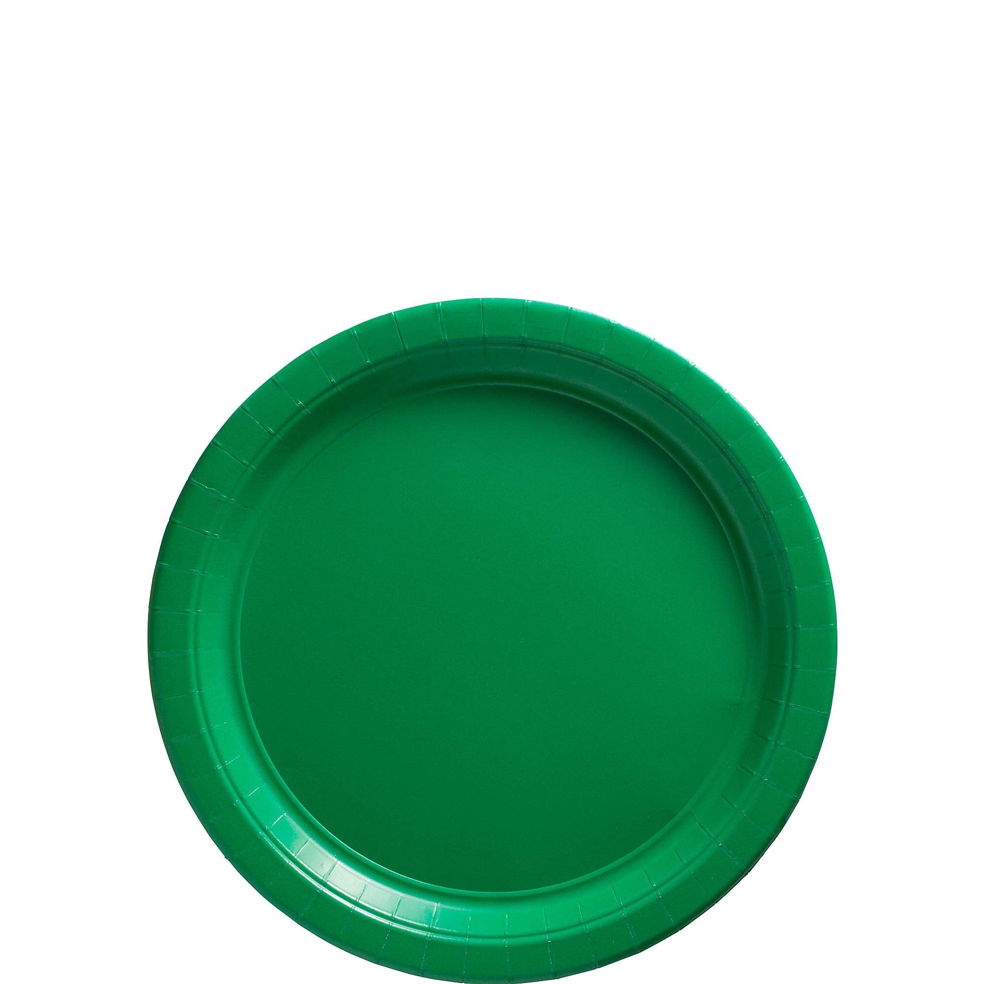 Festive Green Round Paper Plates - 6.75'' (50 Pc) - Sturdy & Eco-Friendly Party Essentials - Perfect For Celebrations & Events