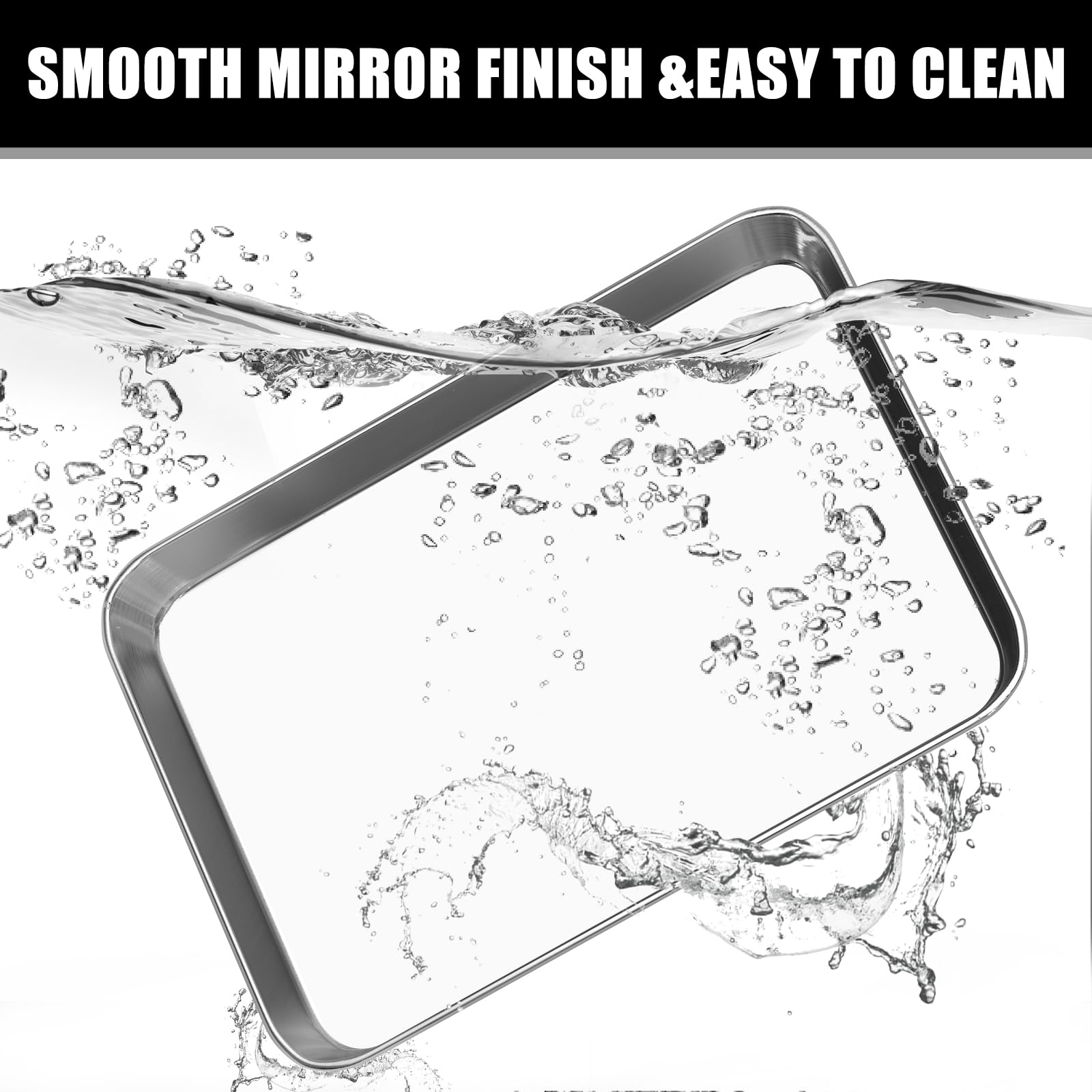 Baking Sheet Cookie Sheet Set Of 2, Umite Chef Stainless Steel Baking Pans Tray Professional 10 Inch, Non Toxic & Healthy, Mirro