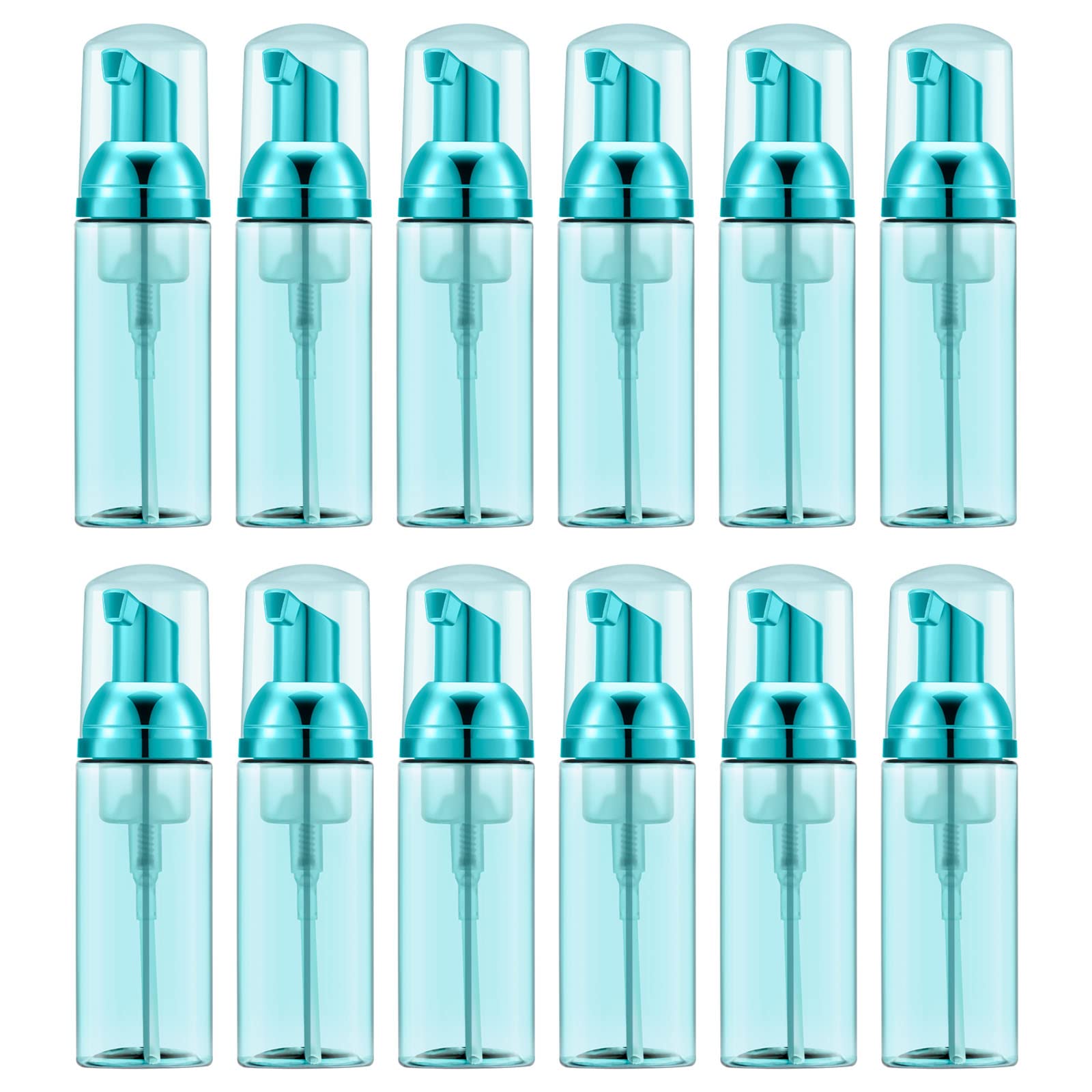 Lil Ray 2 Oz Empty Clear Blue Foam Pump Bottle, Travel Foamer Soap Dispenser For Lash Shampoo, Hand Soap, Foaming Cleaner(Blue P
