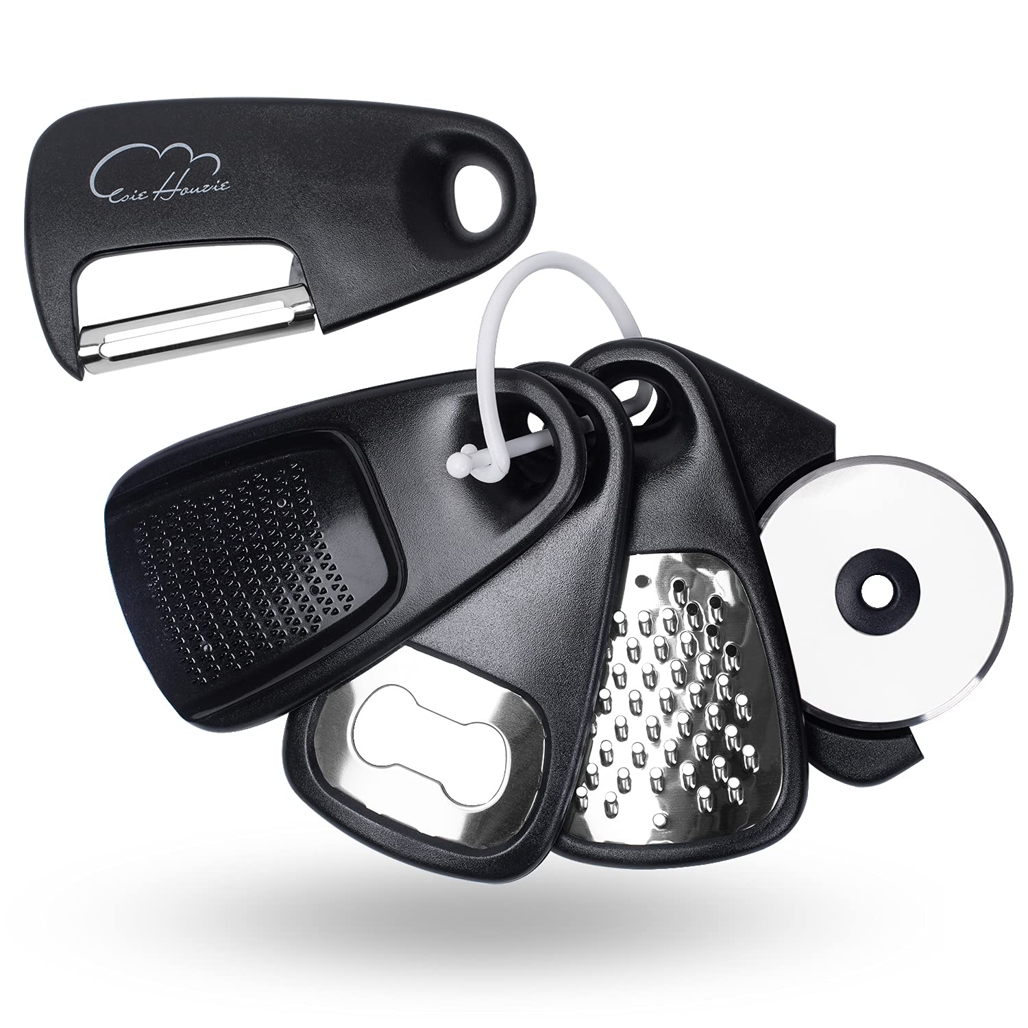 Kitchen Gadgets Set 5 Pieces, Space Saving Cooking Tools Kitchen Accessories - Fruit/Vegetable Peeler, Cheese/Chocolate Grater,