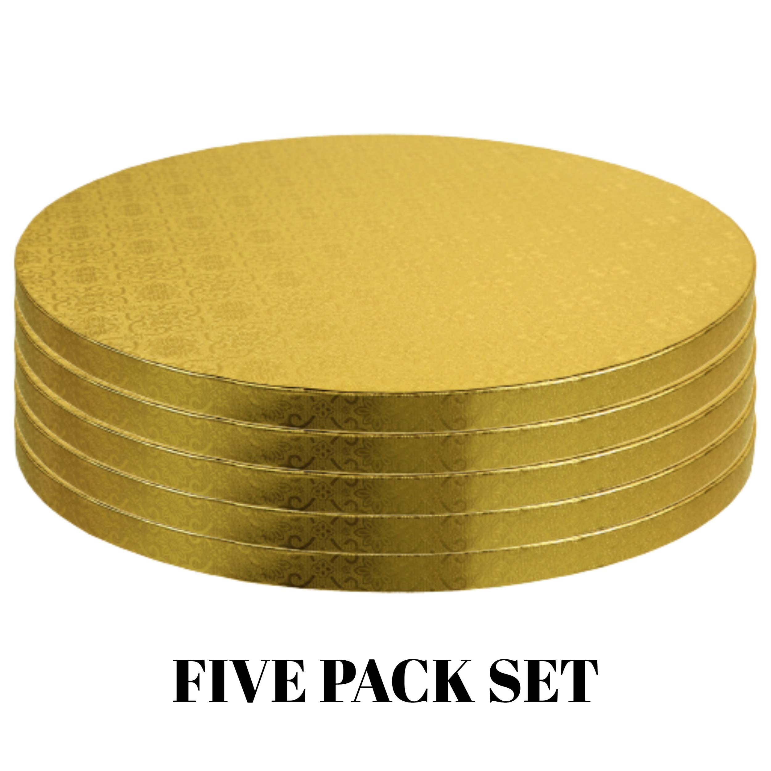 Ocreme Cake Board, Gold Foil Round Cake Circles With Gorgeous Design, Sturdy & Durable 1/2    Thick Cake Drums, Round Cake Board