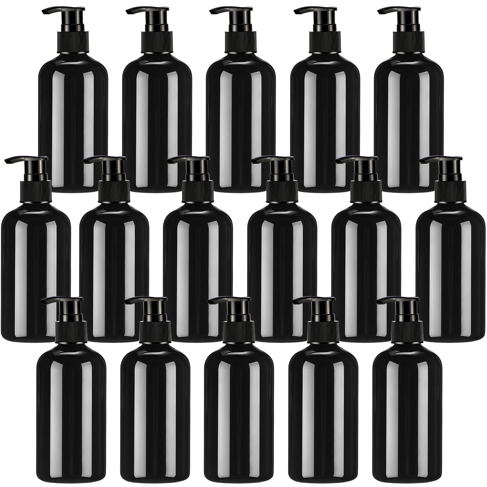 Croblissful 16 Pcs Empty Plastic Pump Bottles 8Oz Refillable Lotion Pump Bottle Containers With Black Dispenser For Shampoo, Con