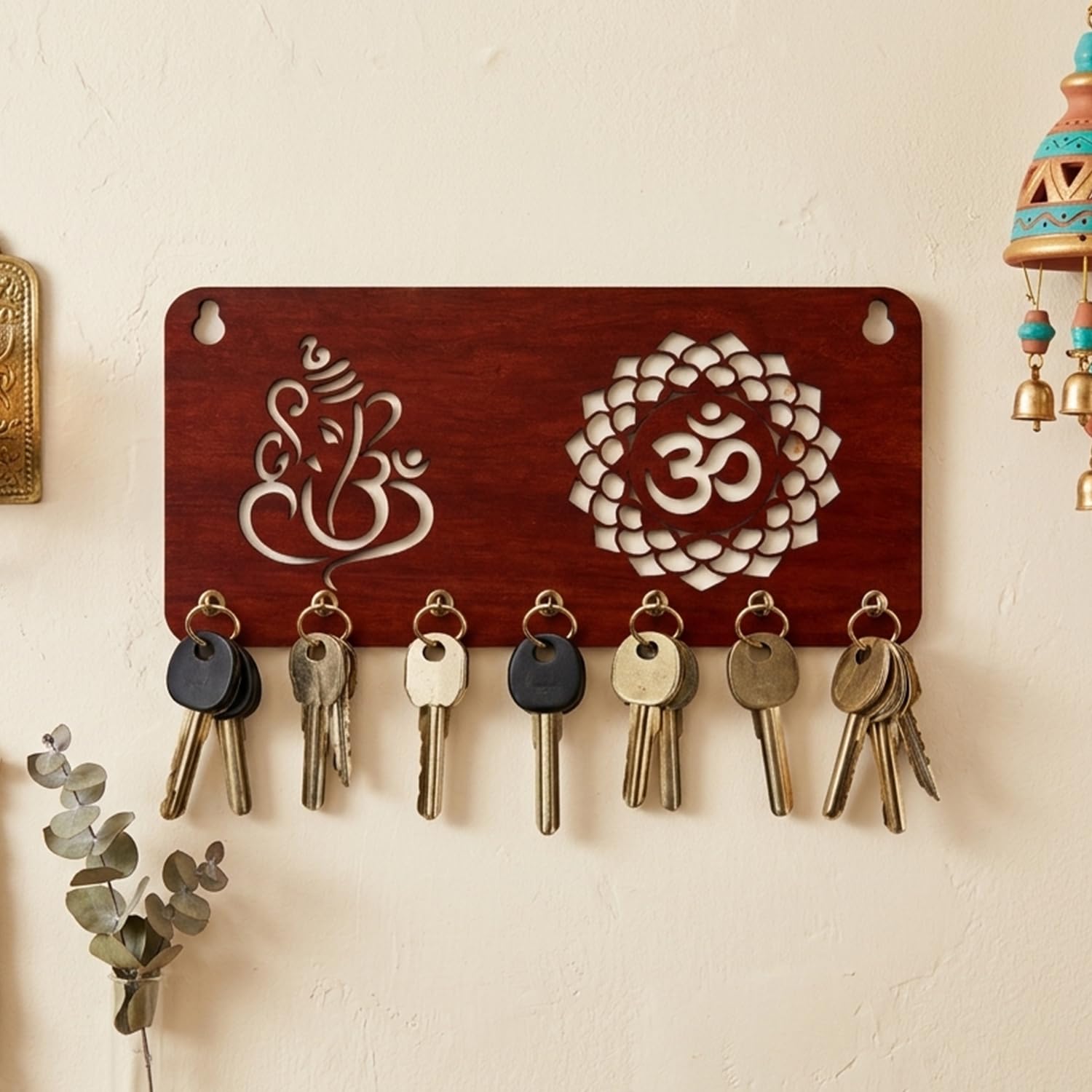 Mytees Om Chakra Key Holder For Home Decor Items | Stylish Key Hanger Wall Mounted Decoration | Handicraft Key Chain Stand | Woo