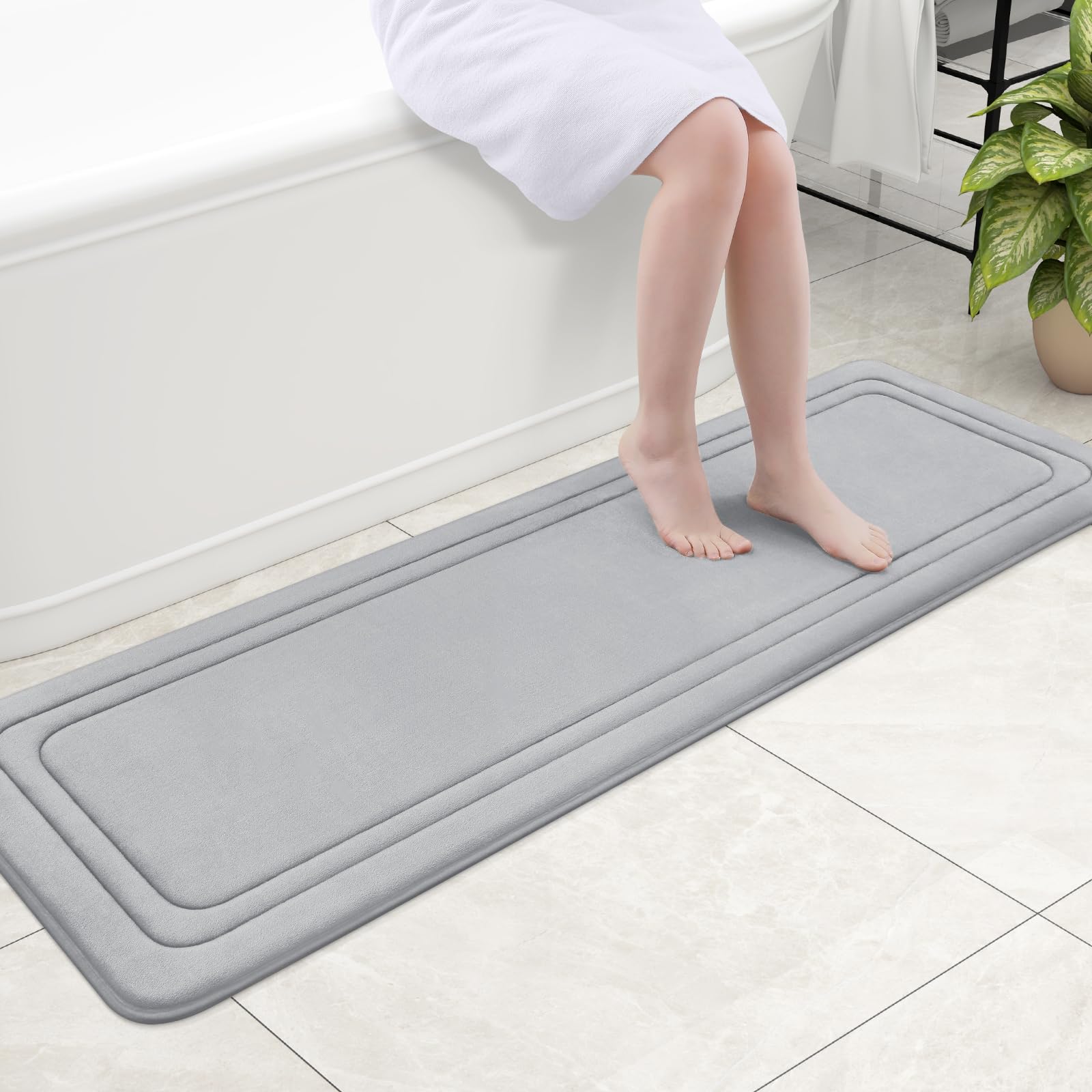 Grandaily Memory Foam Bath Mat Rug 59X20, Ultra Soft, Non-Slip And Absorbent Bathroom Rugs, Machine Wash Dry, Comfortable Bath R