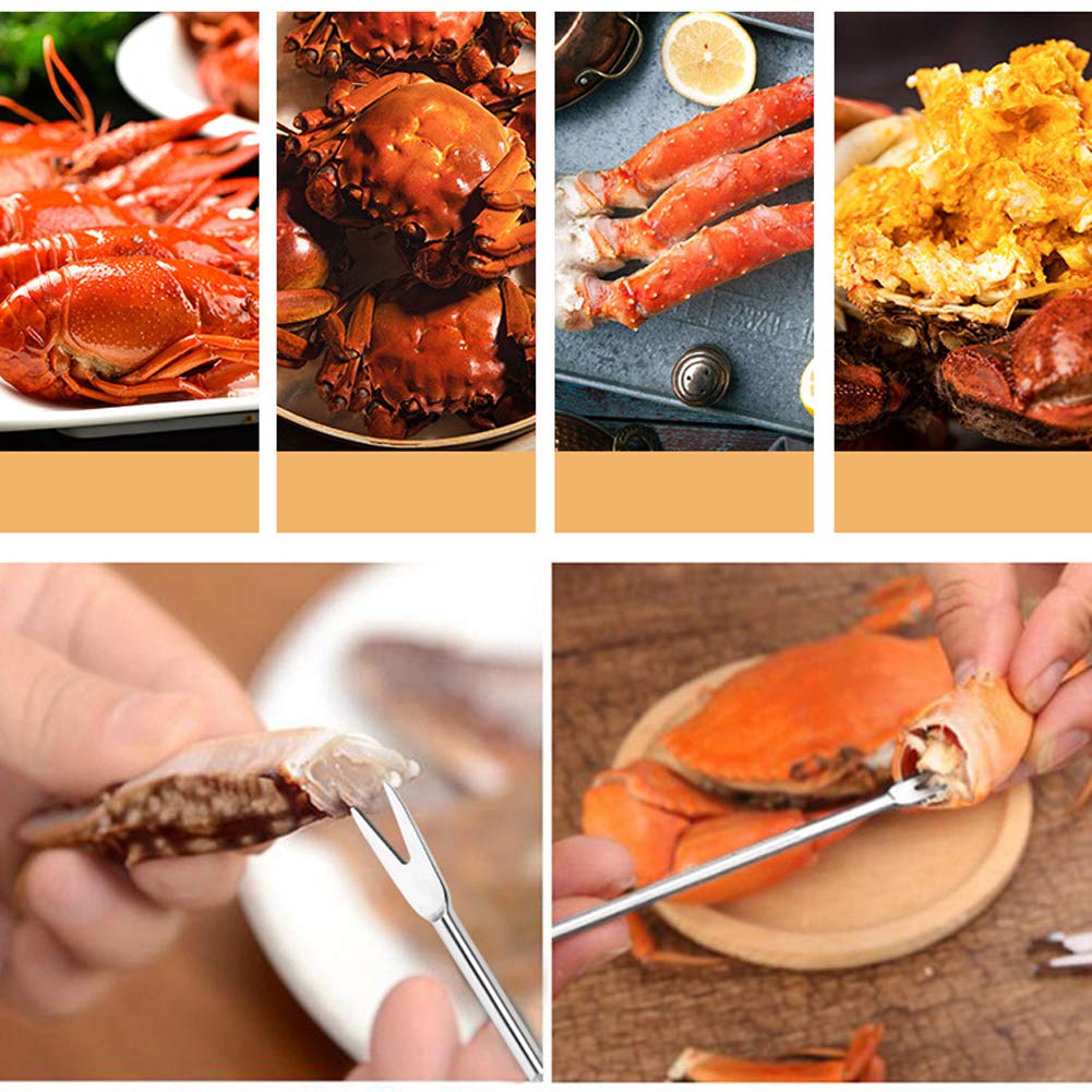 8 Pieces Seafood Tools Seafood Forks Lobster Forks Crab Forks Nut Forks Stainless Steel Seafood Forks Seafood Picks, Silver