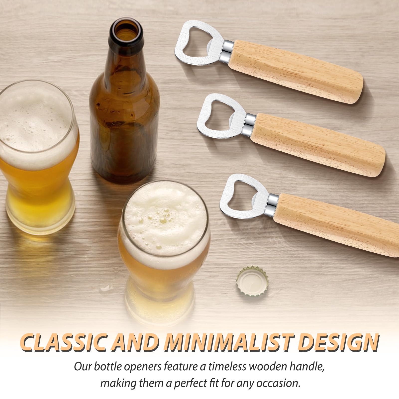 24Pcs Bottle Opener Beer Opener With Wooden Handle For Engraving Cider Wine Bottle Opener Party Wedding Gifts