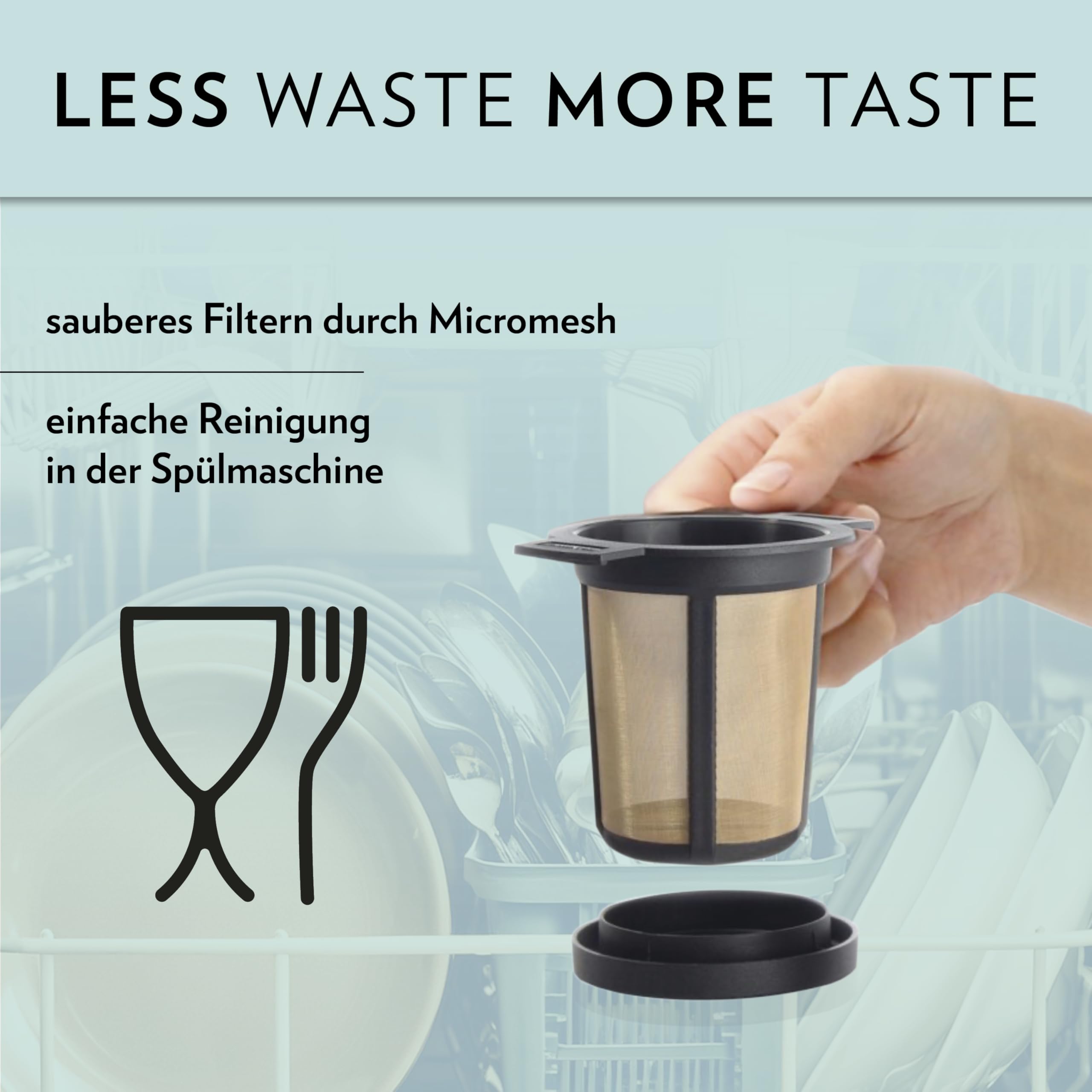 TEAXPRESS Reusable Stainless Steel Coffee & Tea Infuser Basket, Medium, Black, Model 63/421.50.00