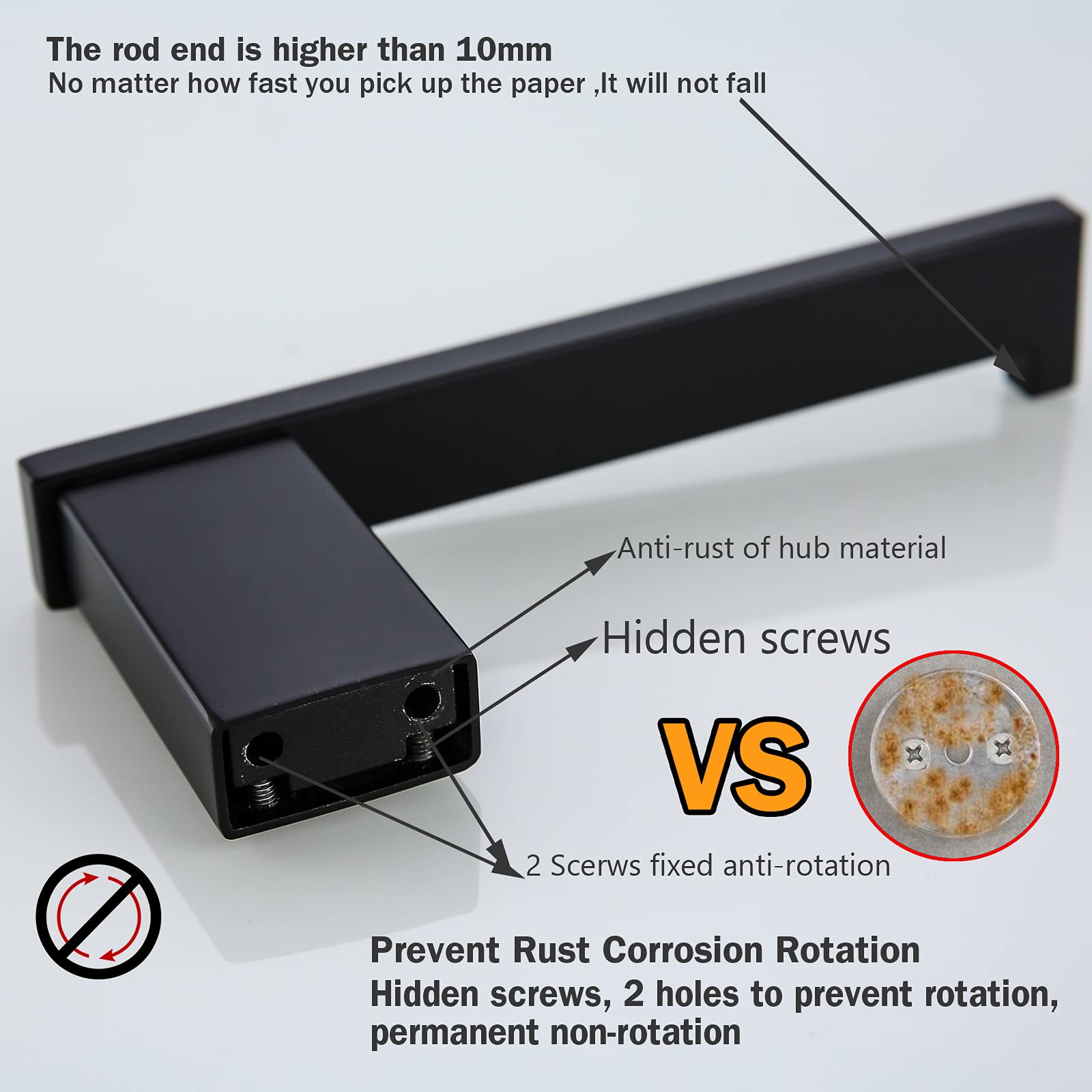 Random Matte Black Toilet Paper Holder Square Bathroom Hardware Accessories Sus 304 Stainless Steel Tissue Paper Roll Holder Con