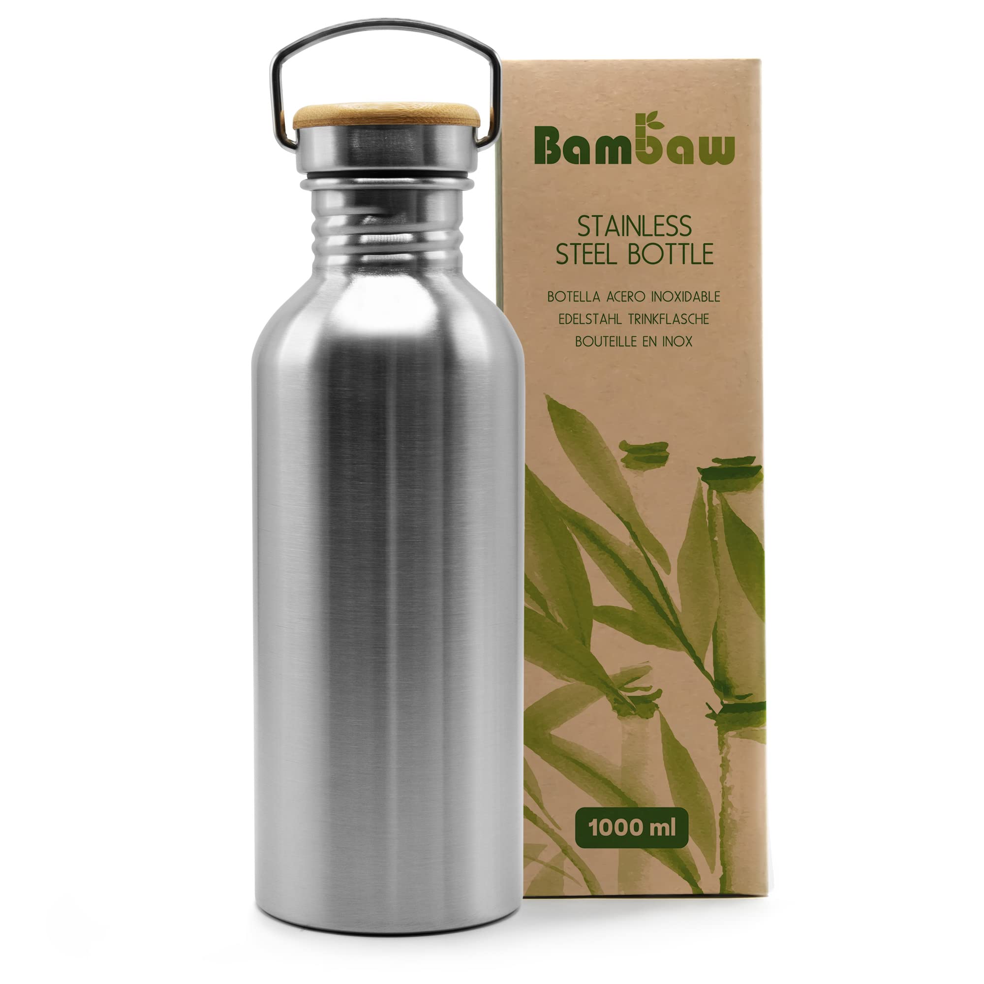Bambaw 32 Oz Water Bottle Metal Water Bottle Single Wall Stainless Steel Water Bottle Reusable Water Bottle Stainless Steel Wate