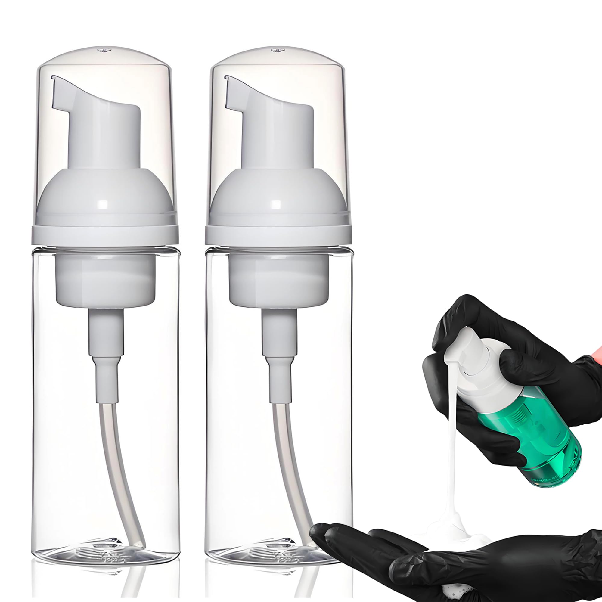 7oz Foaming Dispenser Bottle 2Pcs Transparent Empty Spray Pump Bottles Leak-Resistant Travel Portable Foam Bottle Hand Soap Sham