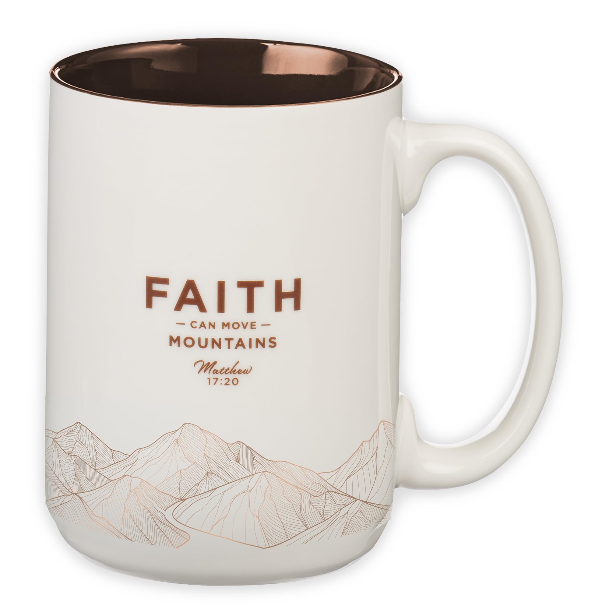 Christian Art Gifts Inspirational Ceramic Coffee & Tea Mug for Men & Women: Faith Can Move Mountains Encouraging Scripture, Larg