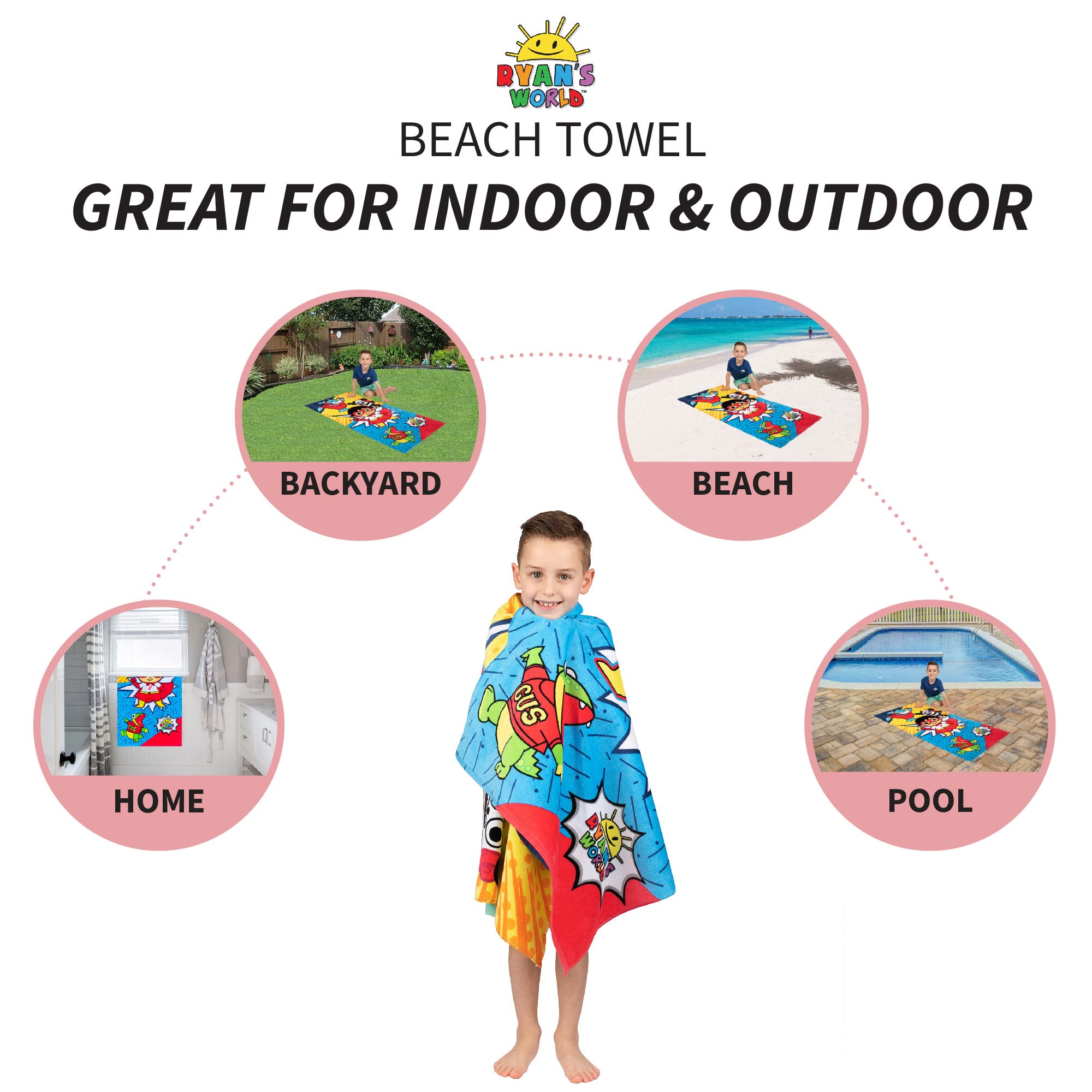 Franco Kids Super Soft Cotton Beach Towel, 58 In X 28 In, Ryan'S World