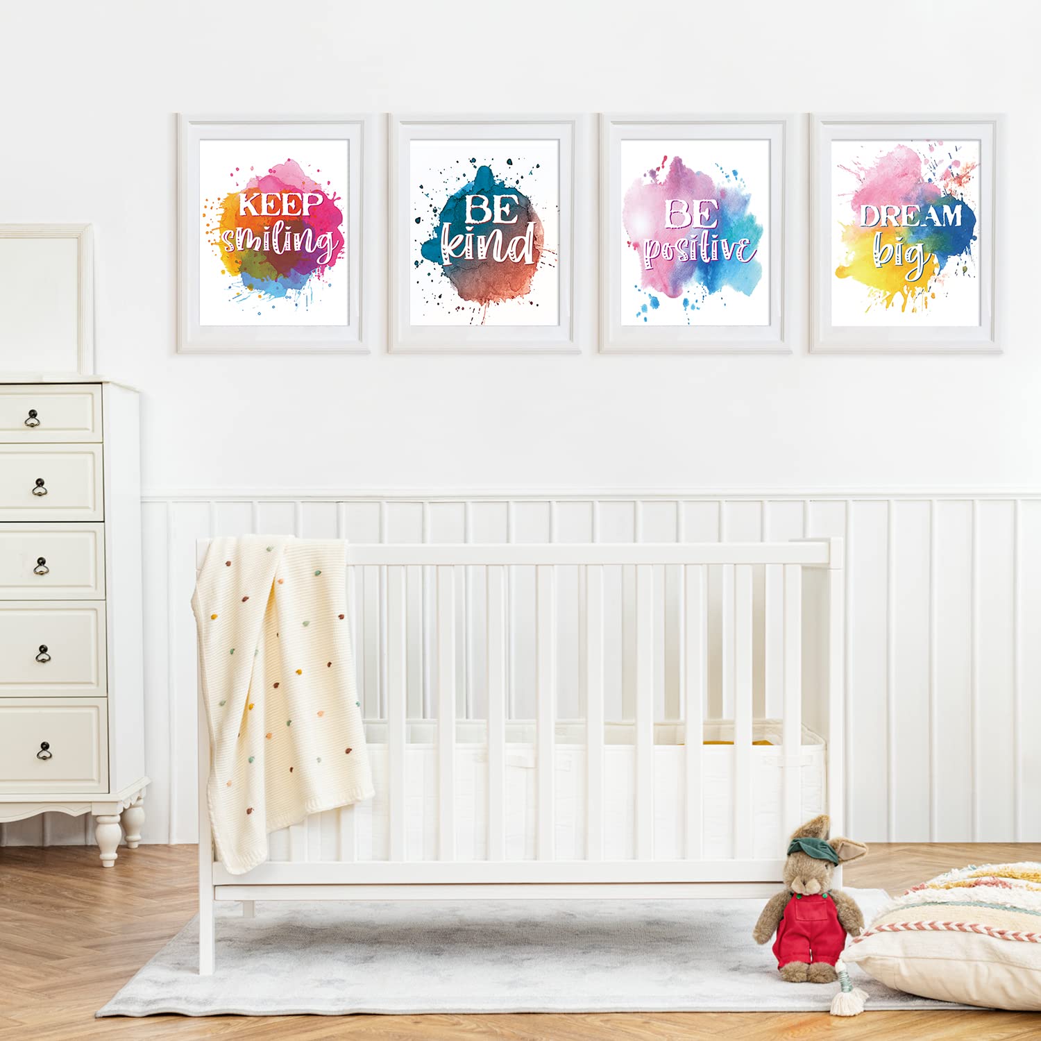 Colorful Paint Splats Children'S Inspirational Quote Posters, Watercolor Abstract Motivational Quote Phrases Nursery Art Prints