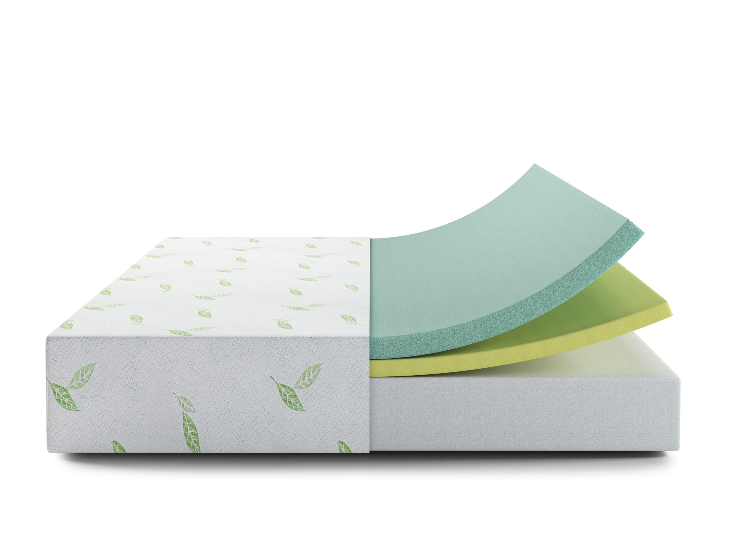 Napqueen Anula, Queen 10'' Green Tea Memory Foam Mattress, Bed In A Box