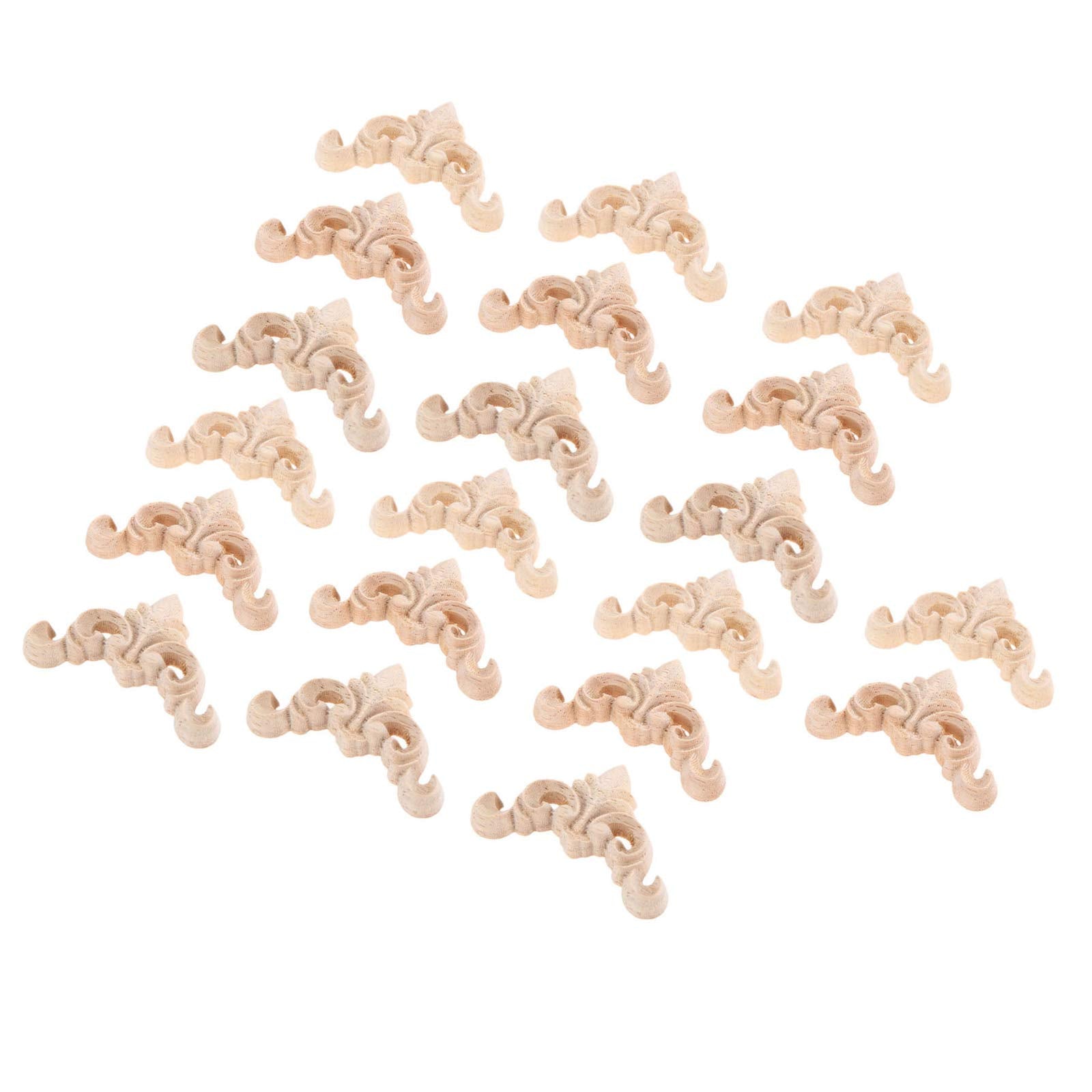 20Pcs Furniture Onlay Applique Frame for Home  4x4cm/1.57''x1.57''  Unpainted Woodcarving Corner Decal Cabinet Door Wall Ceiling Dresser