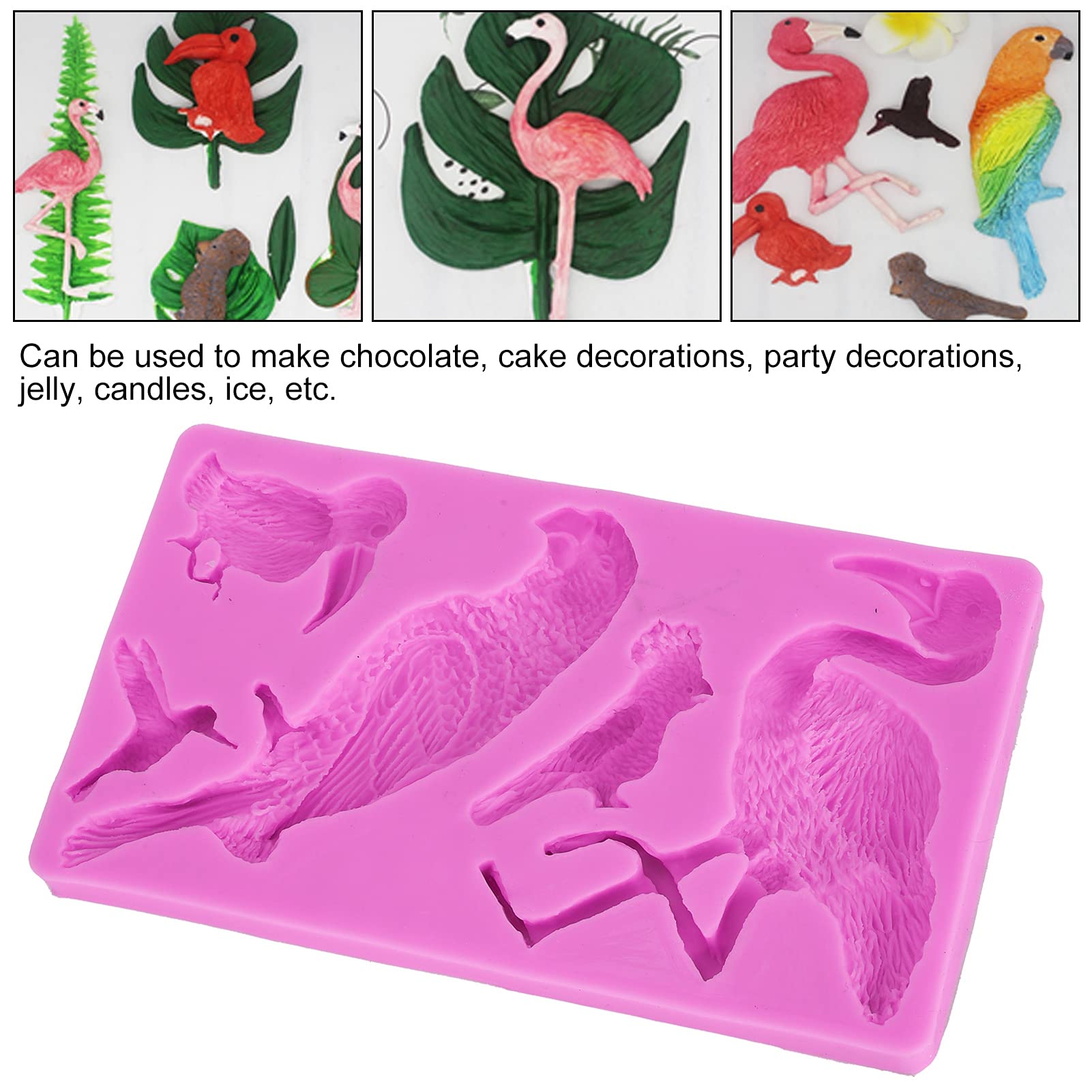 Fondant Molds, Silicone Birds Shape Candy Molds Flamingo Fondant Molds For Cake Decorating Chocolate Molds Silicone Baking Mold
