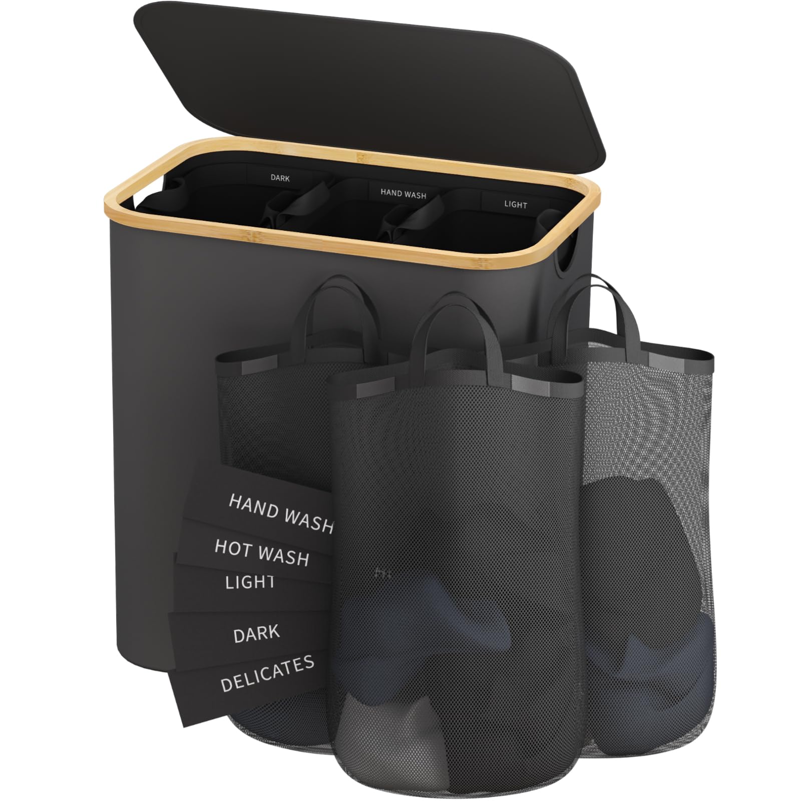 Laundry Hamper 3 Section, 160L Extra Large Hampers For Laundry Basket With Lid, Dirty Clothes Hamper Laundry Basket Organizer Fo