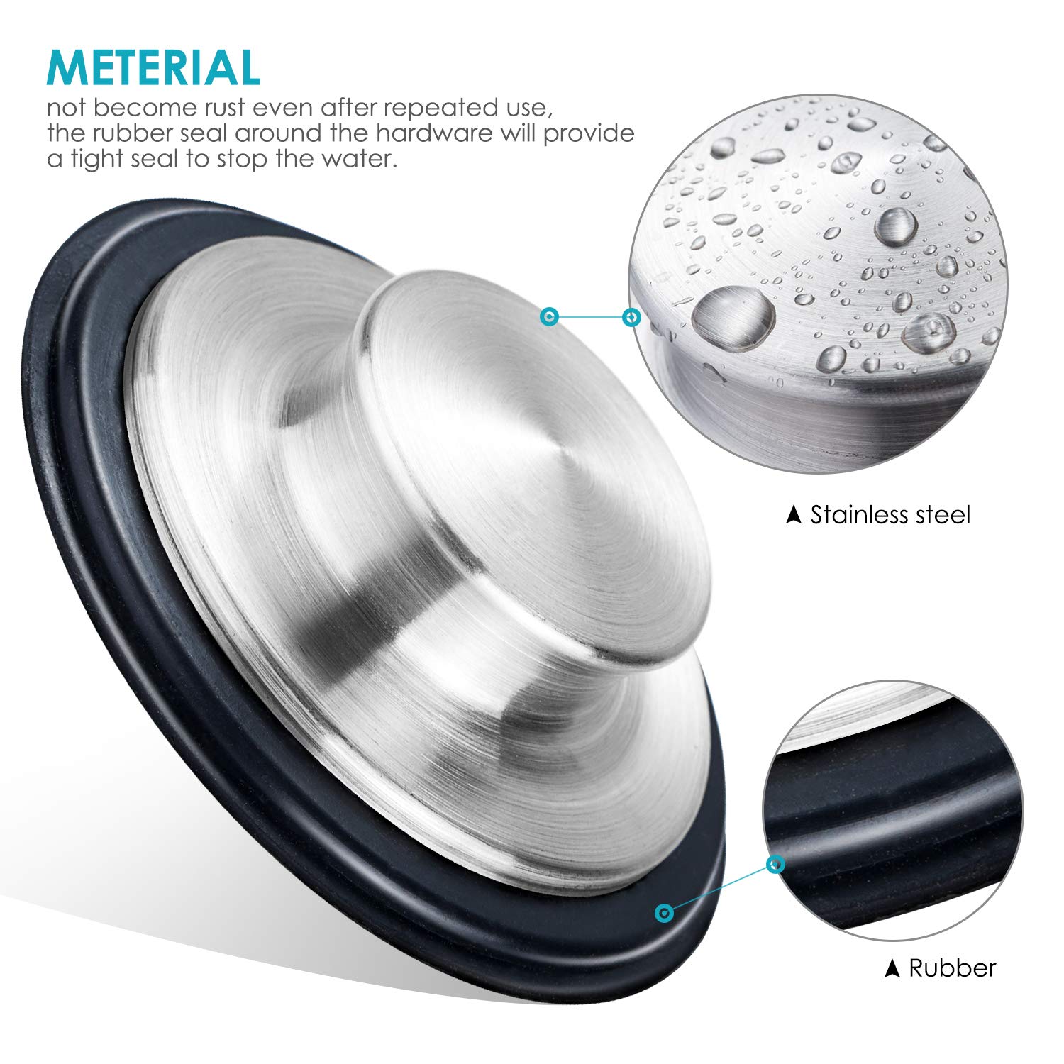 2PCS Kitchen Sink Stopper - Stainless Steel  Large Wide Rim 3.35'' Diameter - Fengbao