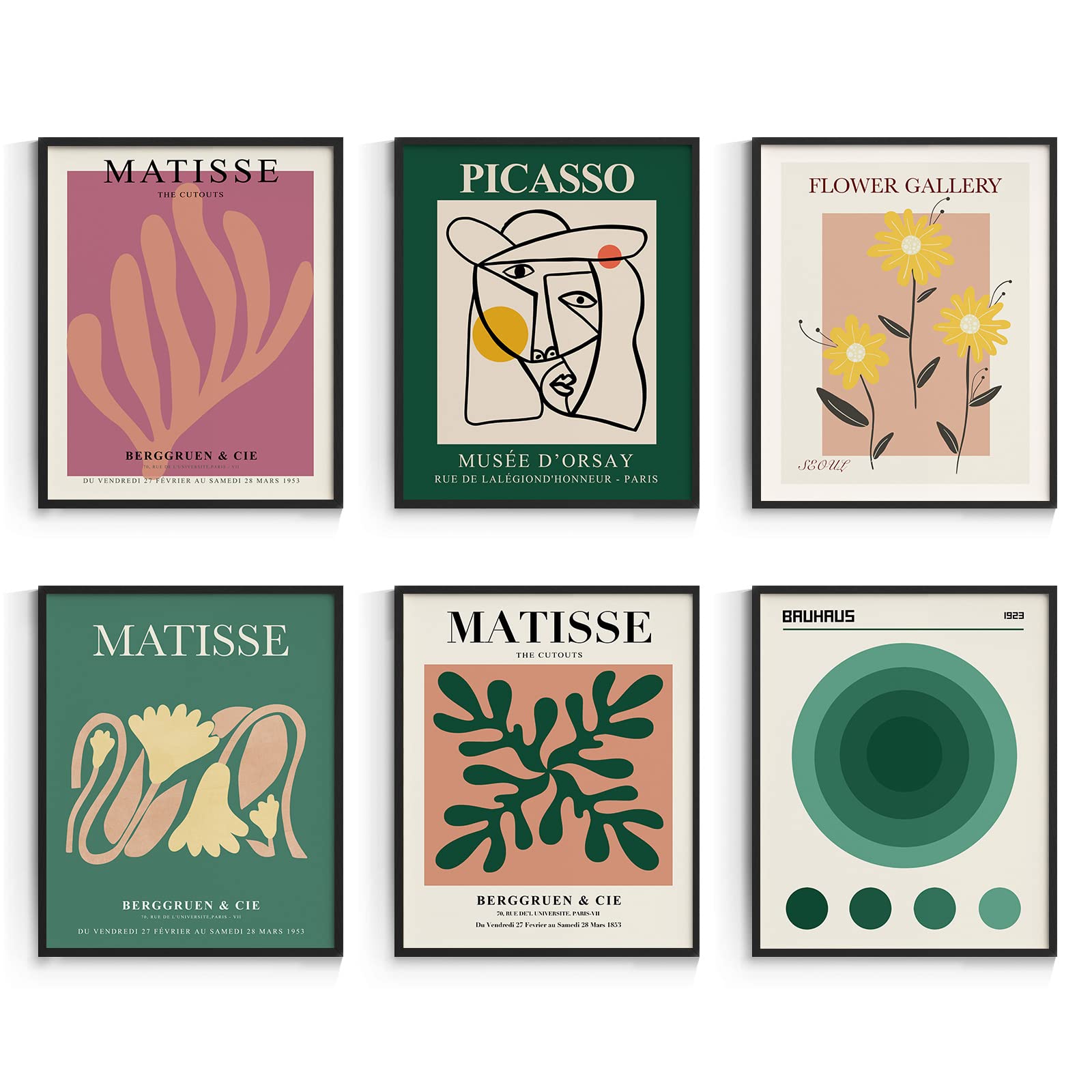 Habseligkeit Green Matisse Posters For Room Aesthetic,Master Abstract Wall Poster, Retro Room Decor Aesthetic Vintage Prints For
