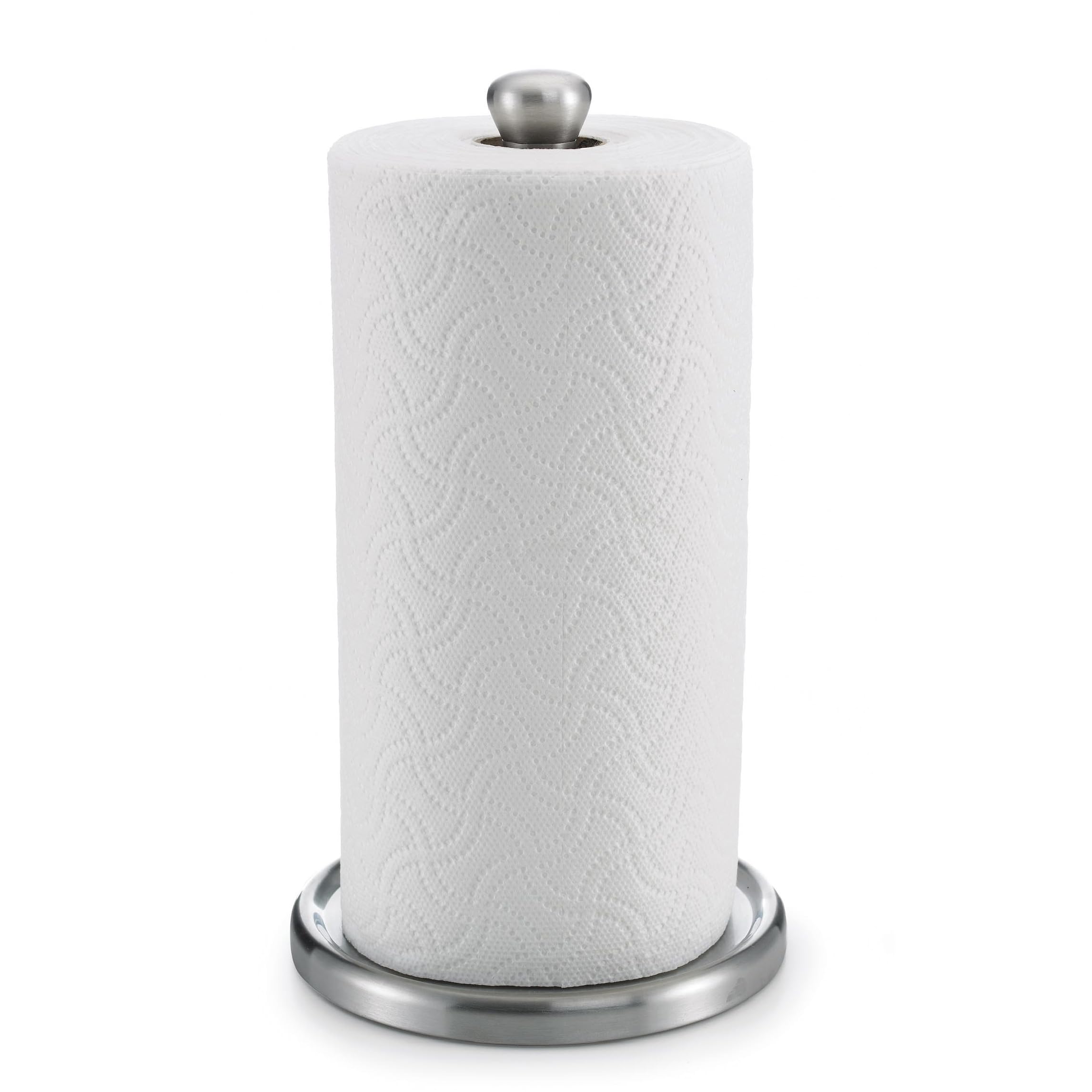 Polder Single-Tear Paper Towel Holder  Kitchen Organization and Storage  Stainless Steel Paper Towel Holder  Fits Standard and Jumbo-Sized Paper Towel Rolls  12.6'' H x 7.1'' Dia.
