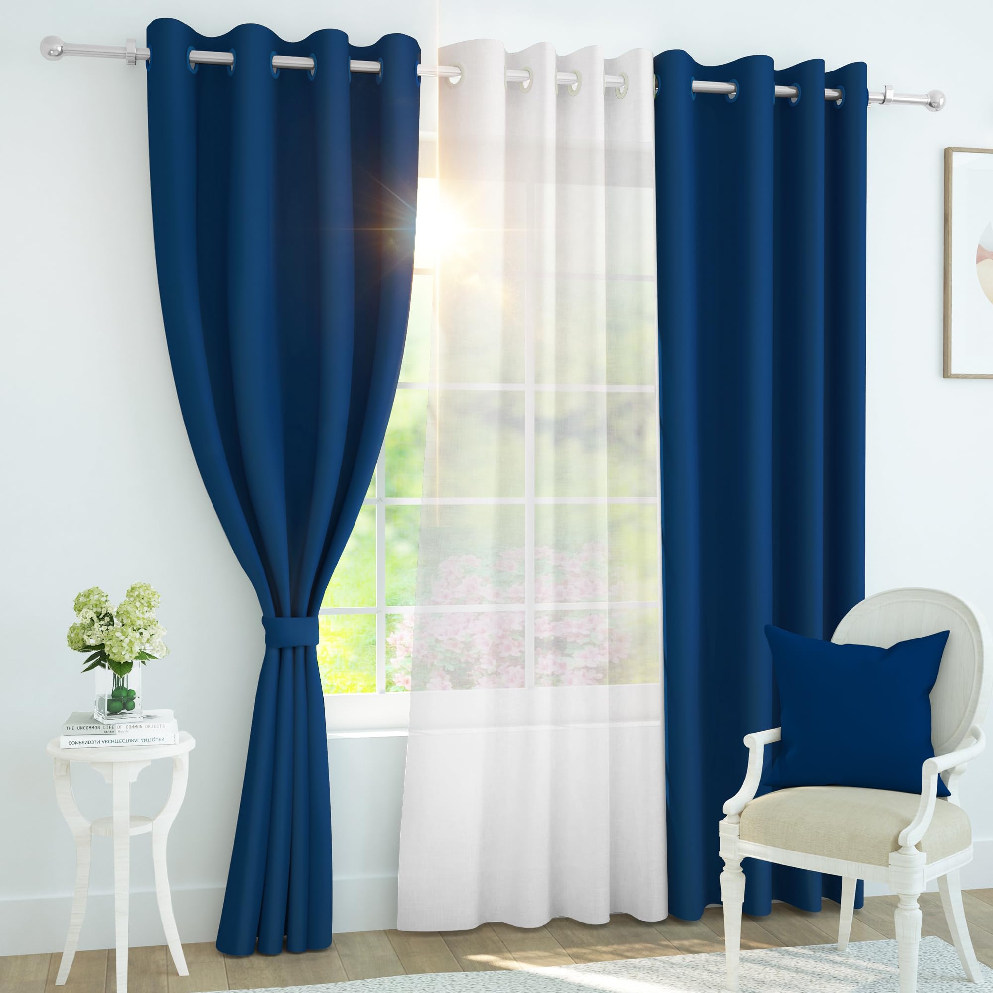 Story@Home Blackout & Sheer Combo Curtain | Thermal Insulated, Blackout & SemiTransparent Design | Curtains For Living Room | L